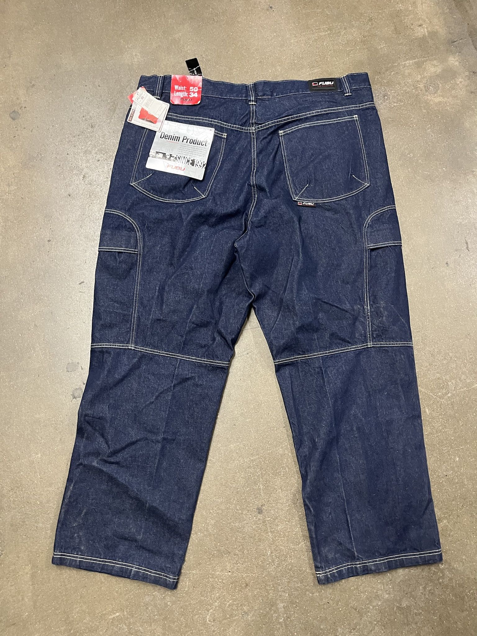 Fubu × Vintage Vitnage 2000s Deadstock NWT FUBU Dark Wash Baggy Cargo Denim Size 50 Size US 42 / EU 58 - 4 Thumbnail