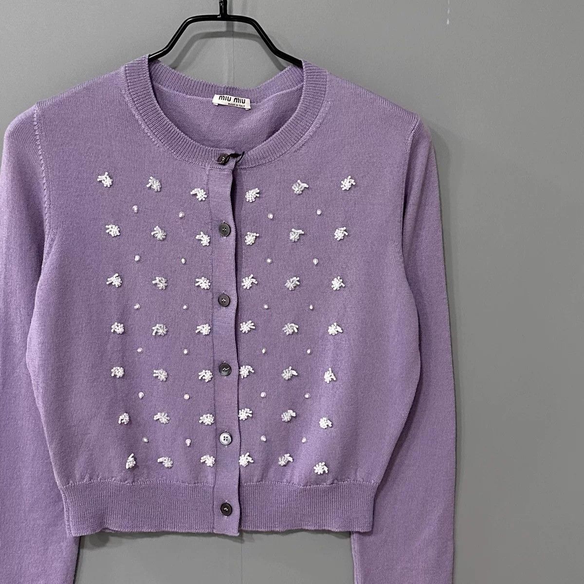 Miu Miu miumiu purple cardigan with embellishments Size M / US 6-8 / IT 42-44 - 2 Thumbnail
