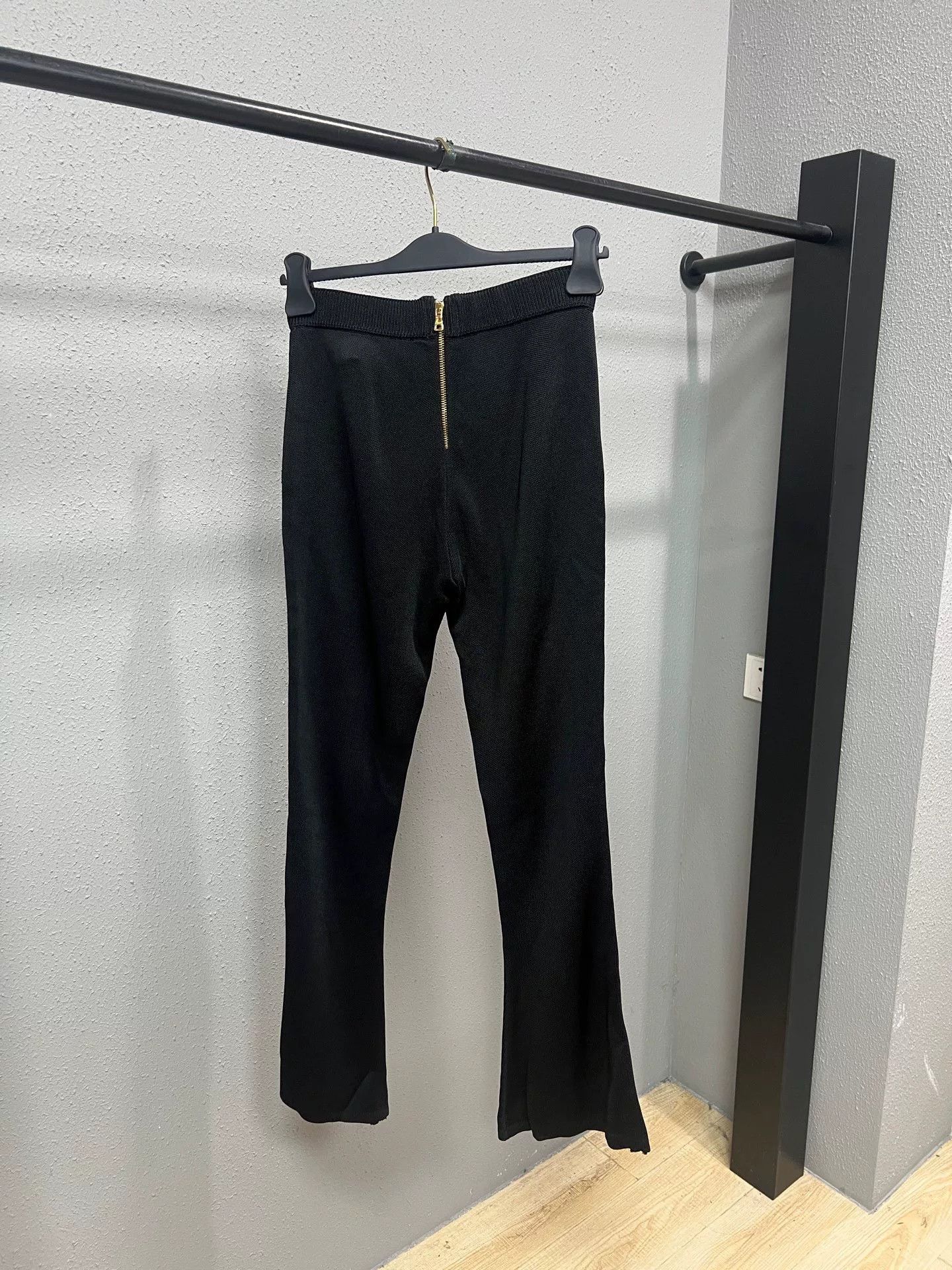 Balmain Balmain Black Flared Pants with Gold Accents Size 40" / US 18 - 2 Thumbnail