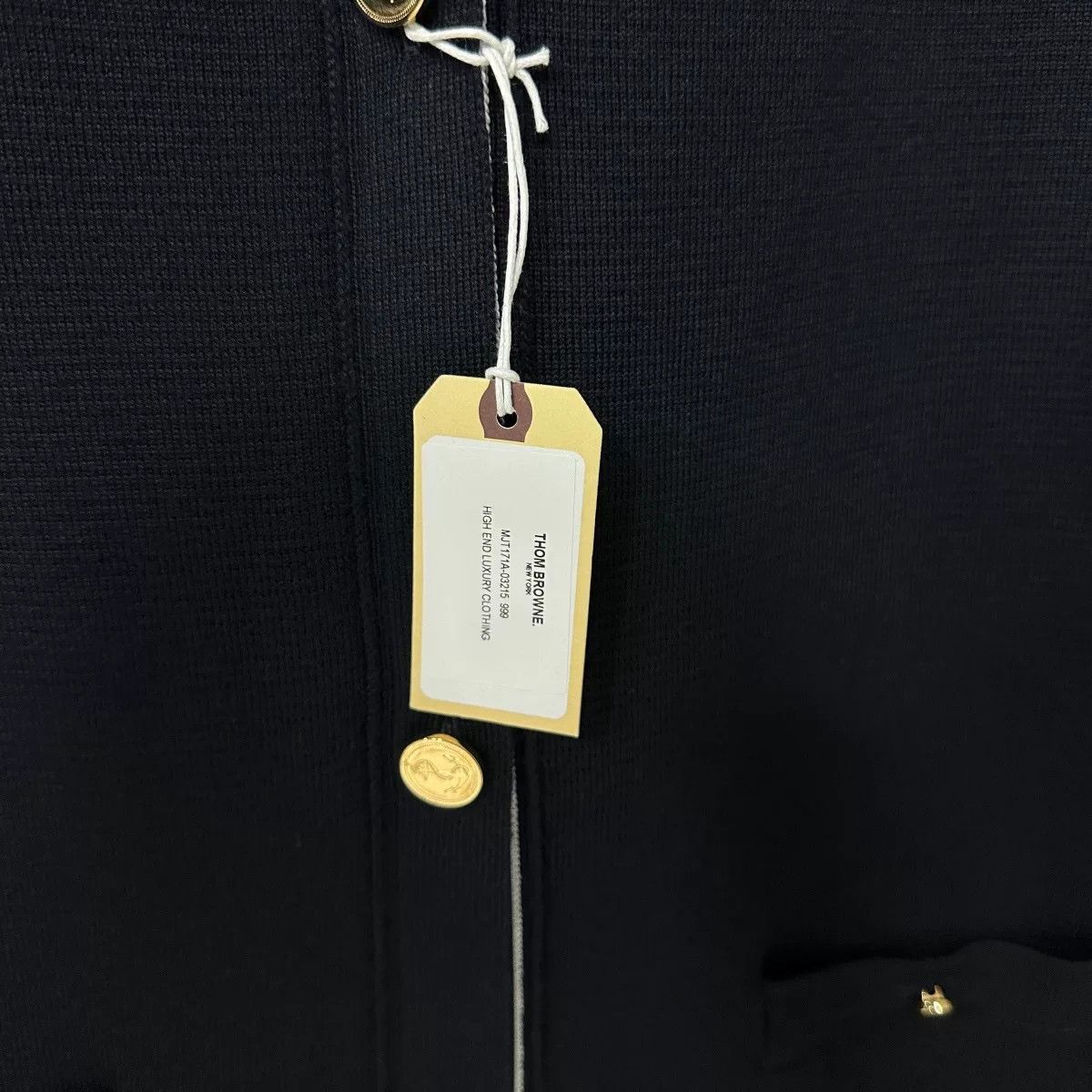 Thom Browne navy long cardigan with stripes by Thom Browne Size US M / EU 48-50 / 2 - 4 Thumbnail