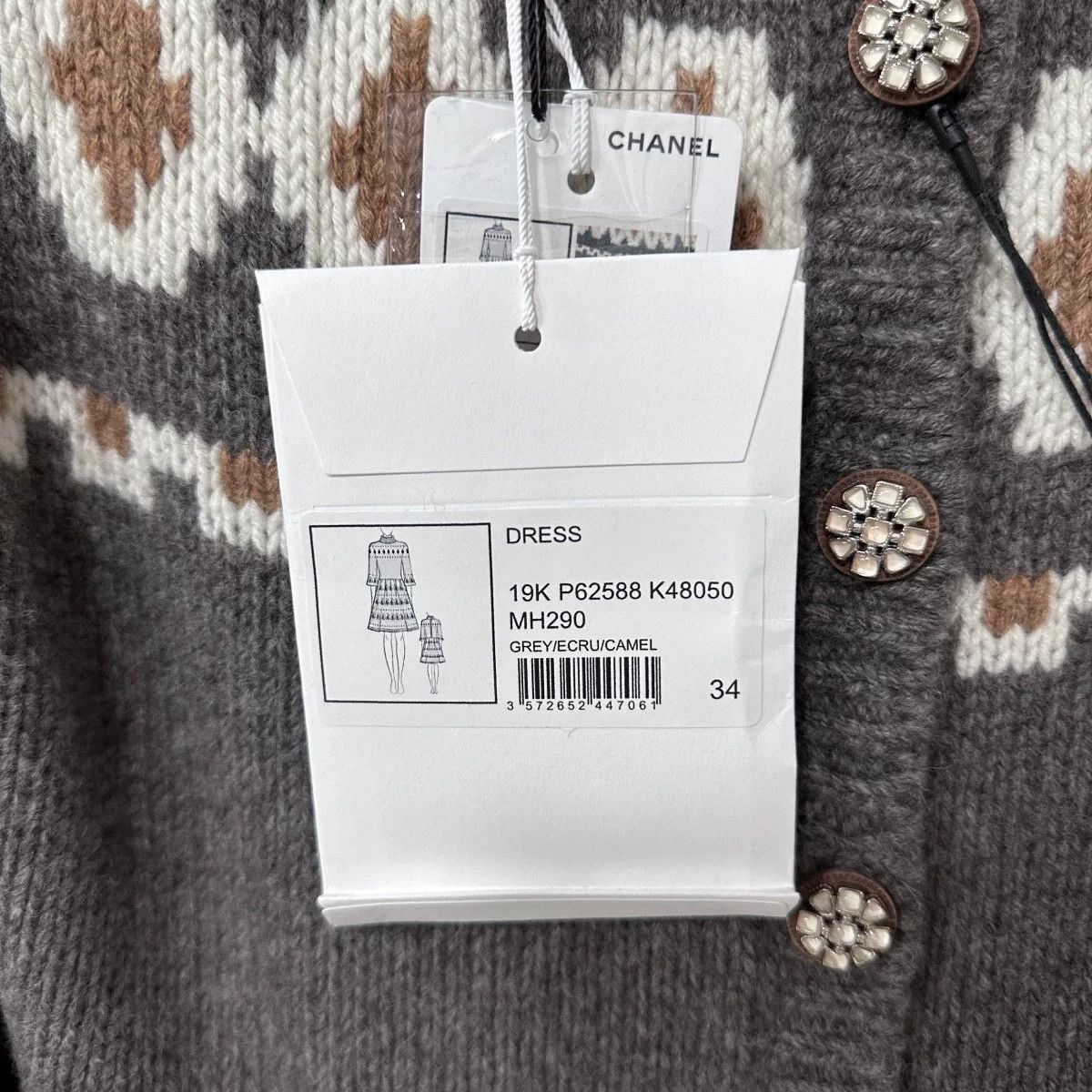 Chanel chanel wool knit dress with geometric pattern Size XS / US 0-2 / IT 36-38 - 6 Thumbnail