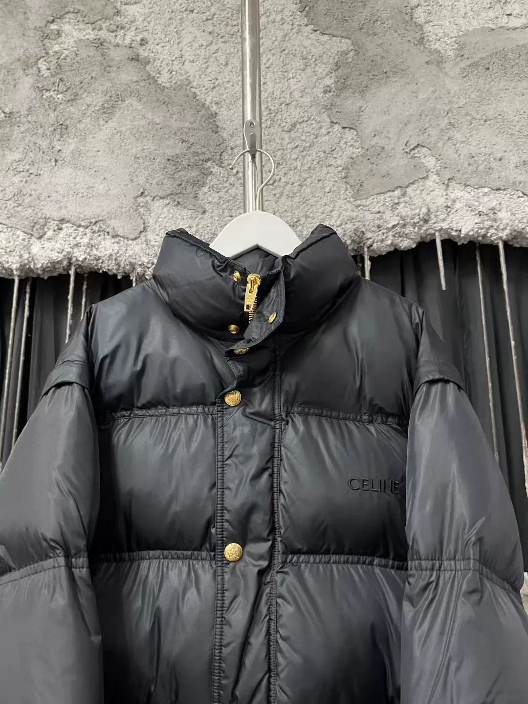 Celine black embroidered logo down jacket Size S / US 4 / IT 40 - 3 Thumbnail