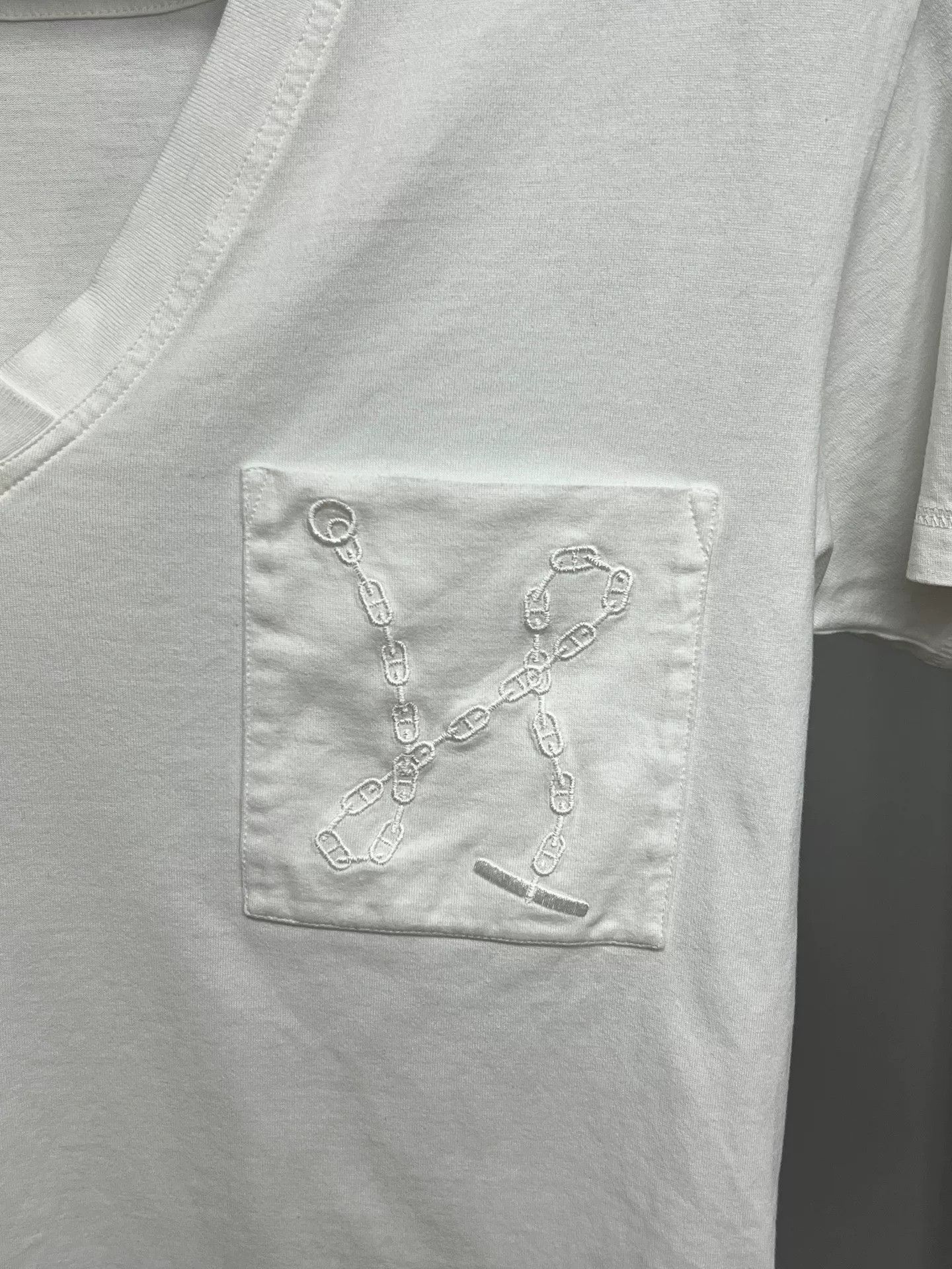 Hermes hermes white short sleeve chain collar top Size XS / US 0-2 / IT 36-38 - 3 Thumbnail