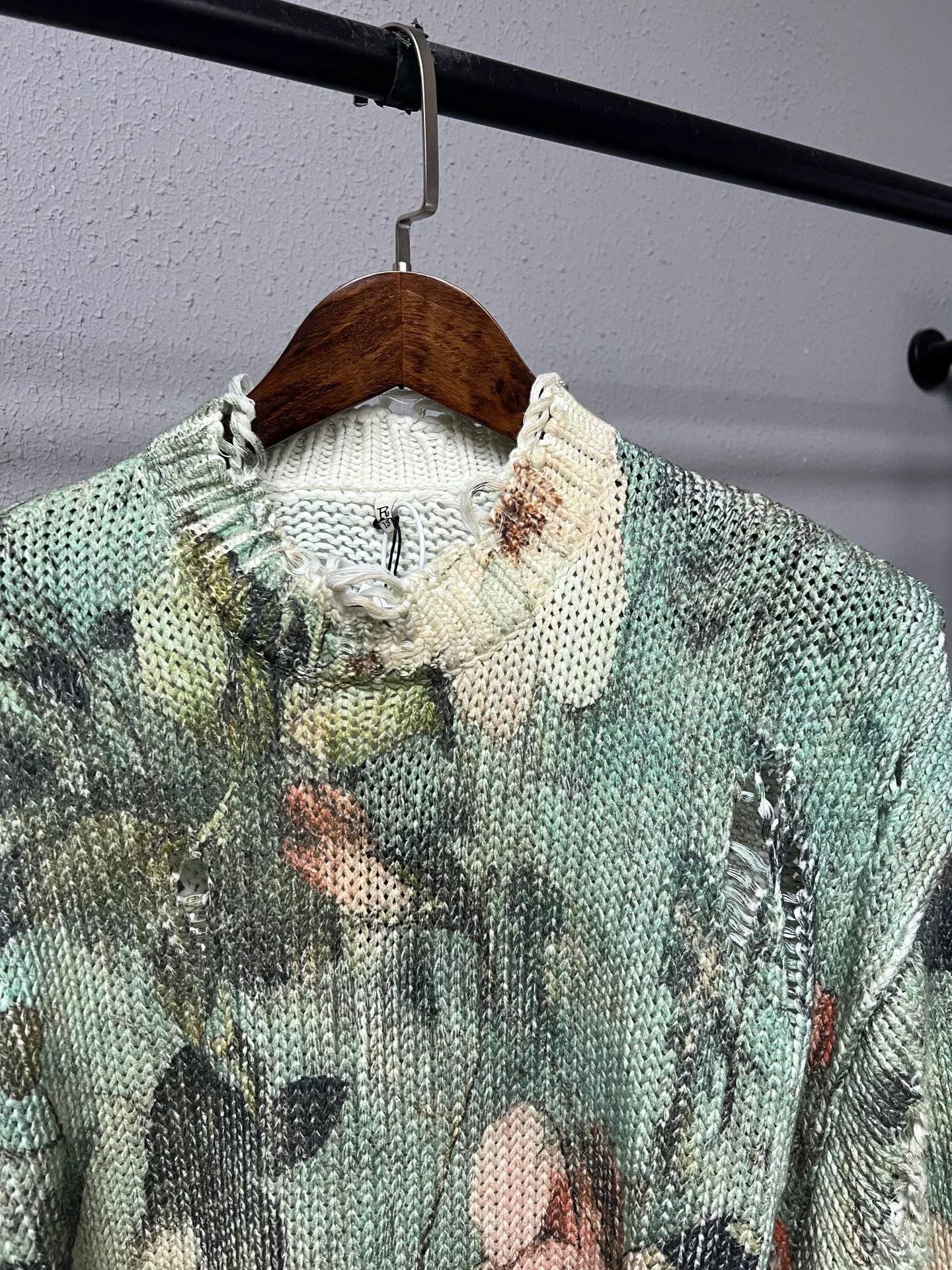 R13 green floral distressed knit pullover Size S / US 4 / IT 40 - 3 Thumbnail