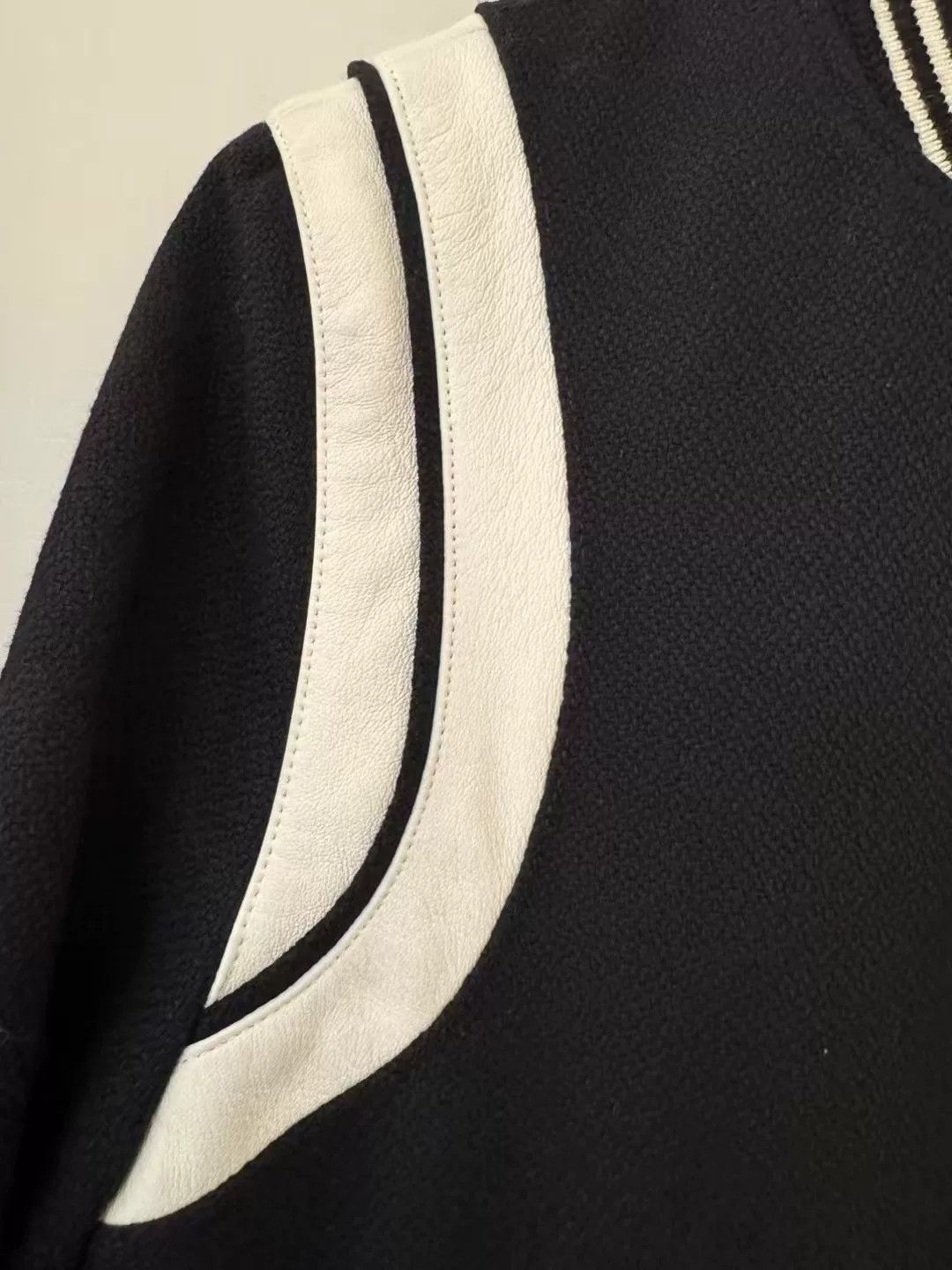 Saint Laurent Paris stylish black baseball jacket with white details Size US L / EU 52-54 / 3 - 2 Thumbnail