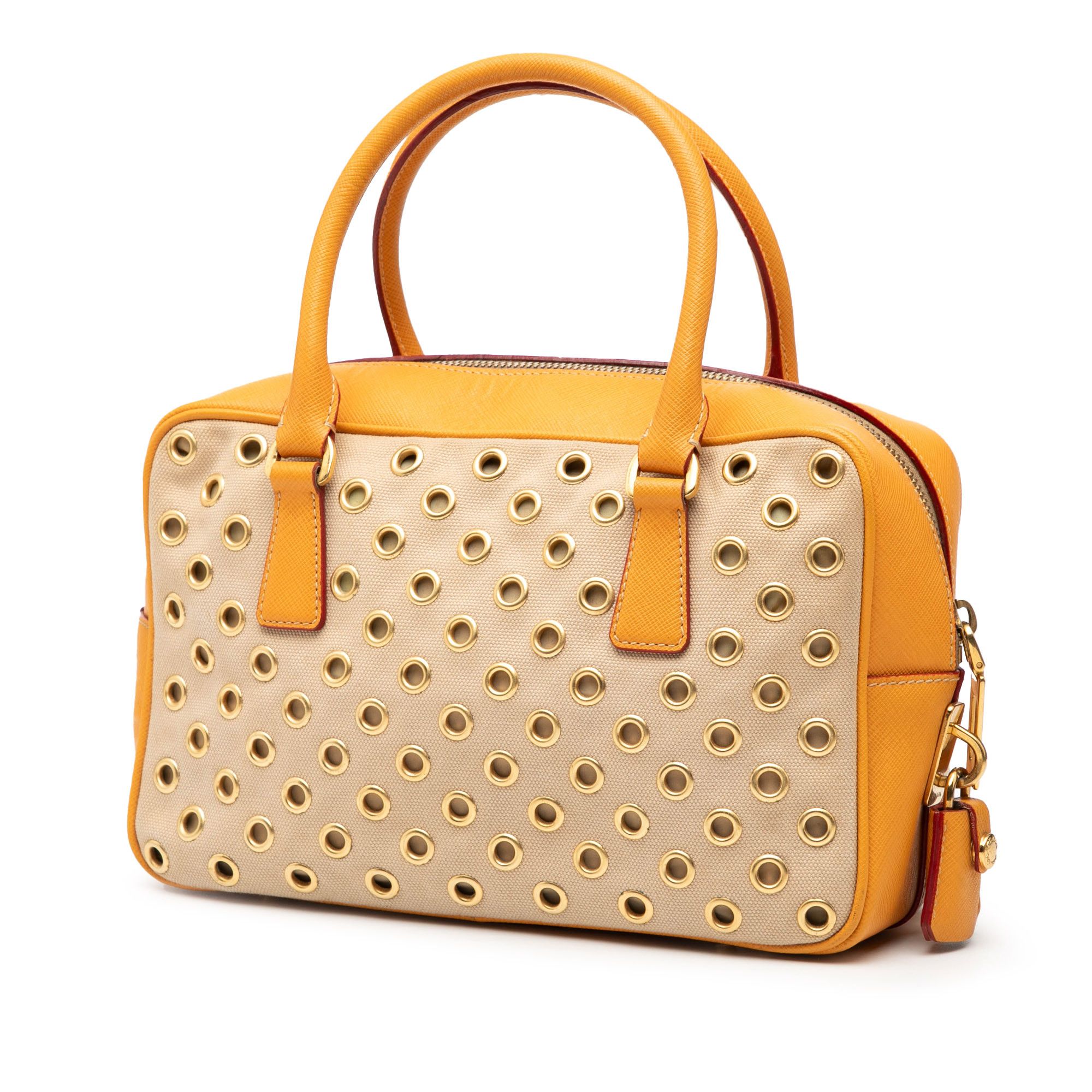 Prada Prada Small Saffiano Trimmed Canvas Grommet Bauletto Bag Size ONE SIZE - 2 Thumbnail