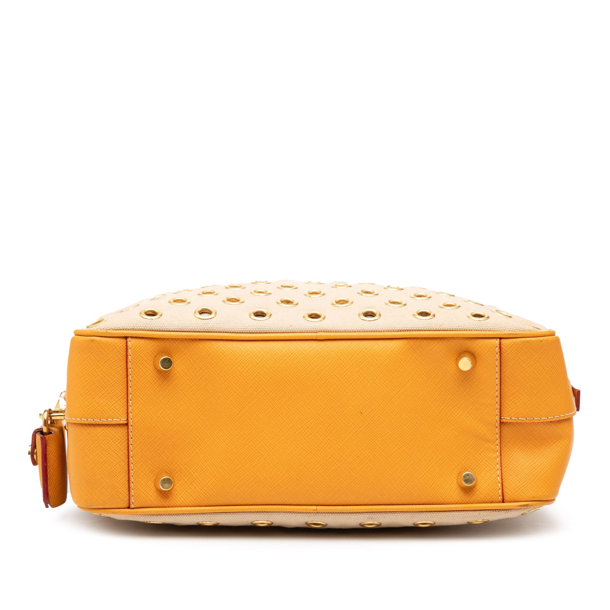 Prada Prada Small Saffiano Trimmed Canvas Grommet Bauletto Bag Size ONE SIZE - 3 Thumbnail
