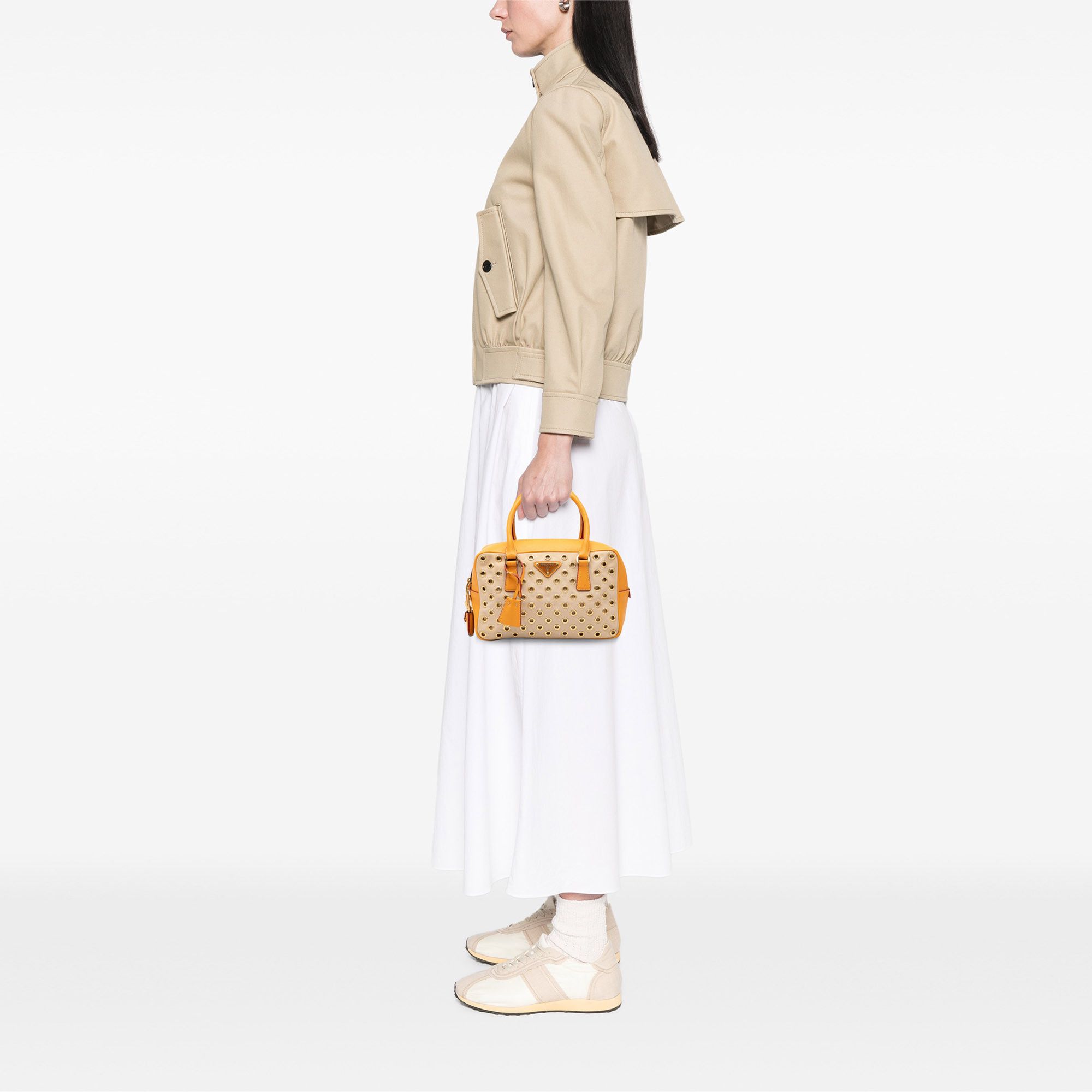 Prada Prada Small Saffiano Trimmed Canvas Grommet Bauletto Bag Size ONE SIZE - 7 Thumbnail