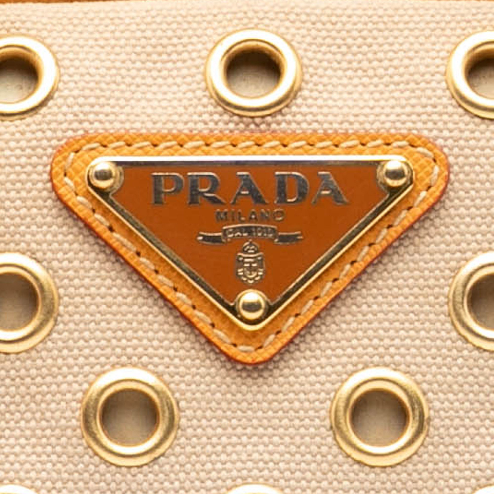 Prada Prada Small Saffiano Trimmed Canvas Grommet Bauletto Bag Size ONE SIZE - 6 Thumbnail