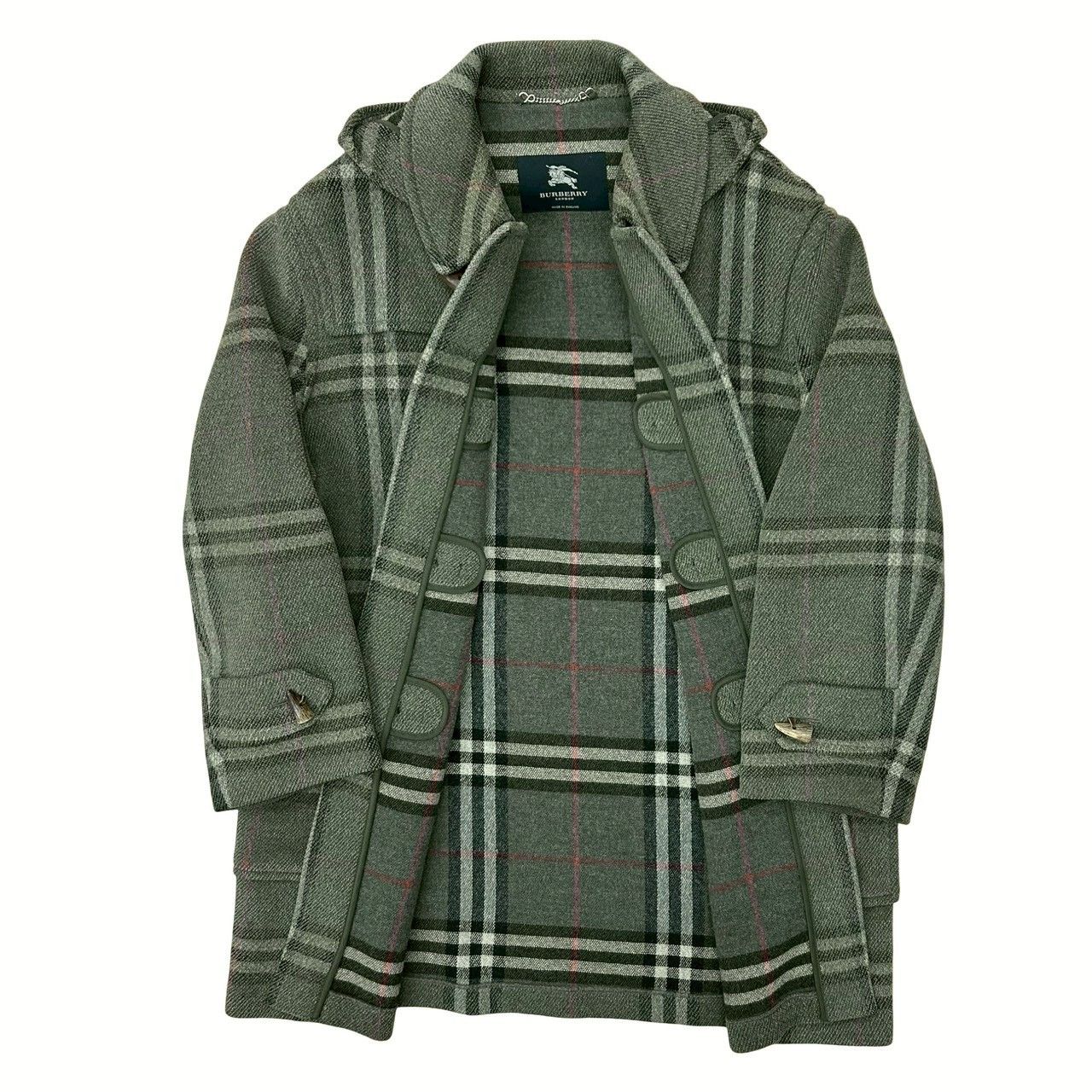 Burberry Burberry Burberry Nova Check Wool Coat Leather Outerwear DUTY FREE for USA Size ONE SIZE - 2 Thumbnail