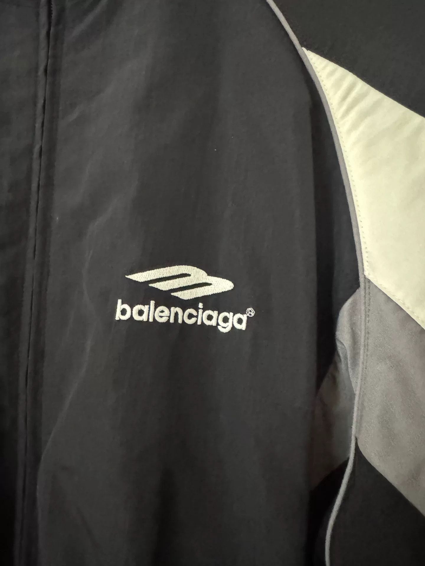 balenciaga logo embroidered school jacket