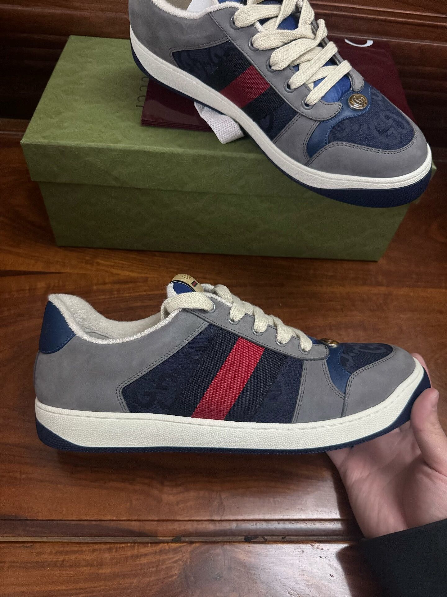 Gucci gucci gray blue dirty sneakers Size US 9 / EU 42 - 2 Thumbnail