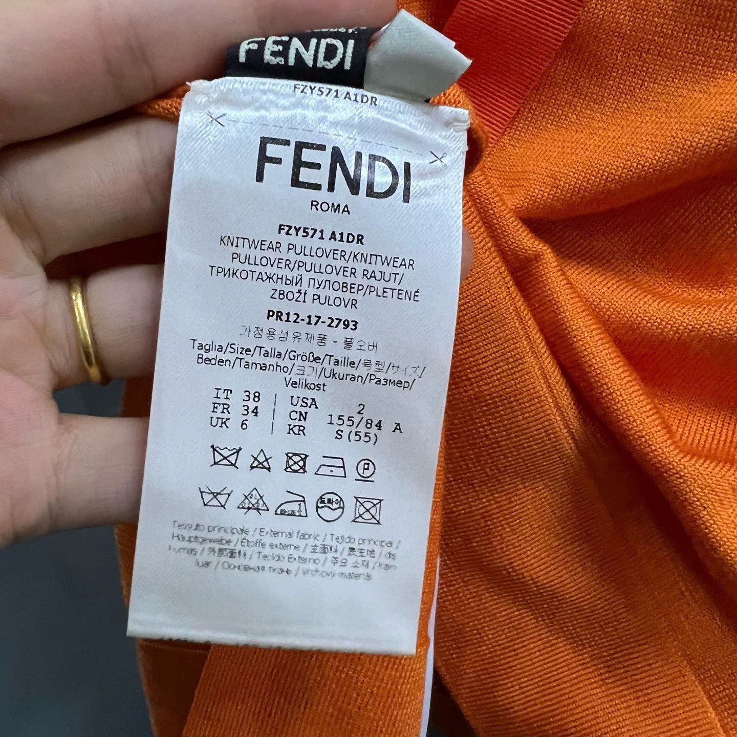 Fendi orange embroidered short sleeve sweater Size M / US 6-8 / IT 42-44 - 5 Thumbnail