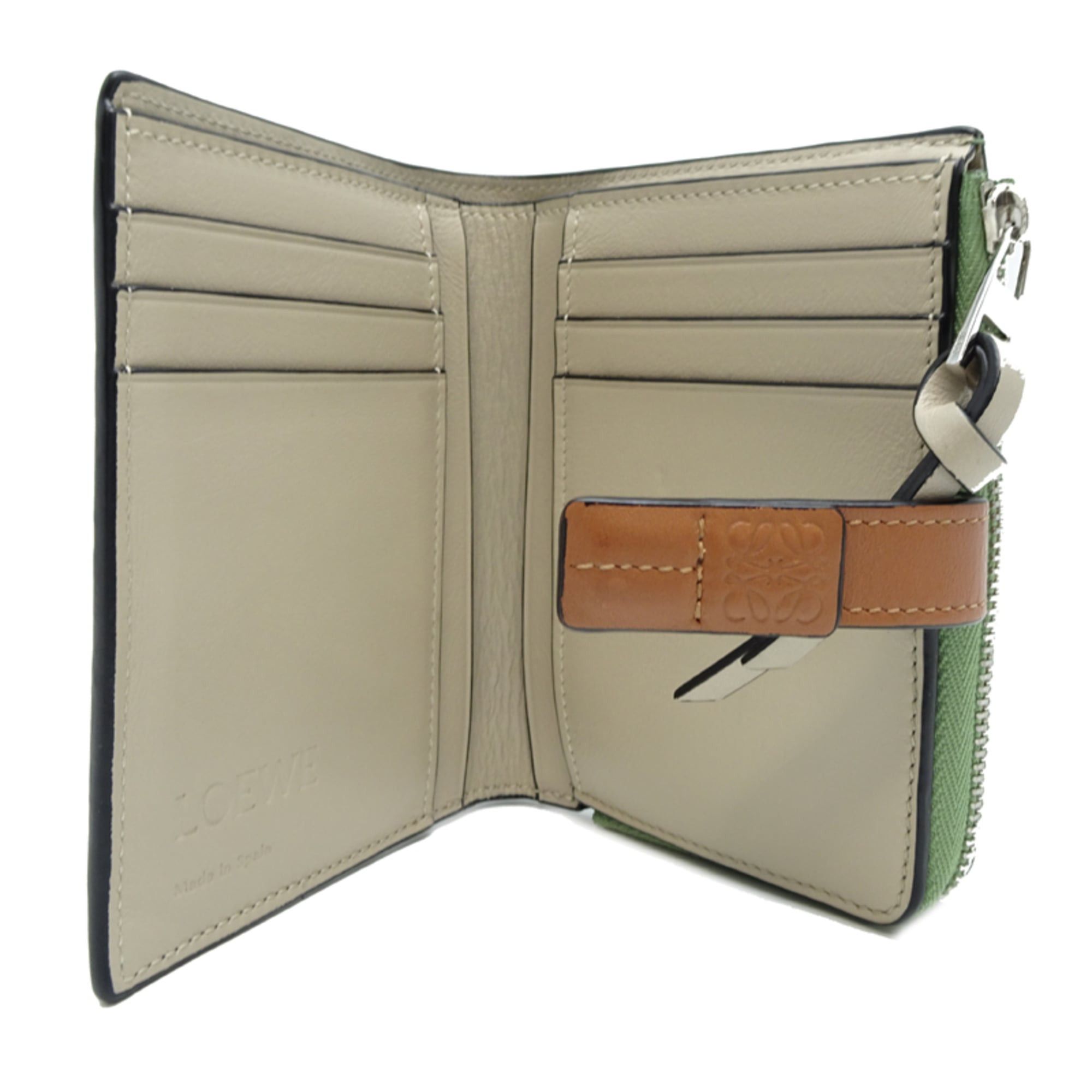 Loewe Loewe Slim Bifold Wallet, Women's, C660830X01, Calfskin, Rosemary (Moss Green) Size ONE SIZE - 5 Thumbnail