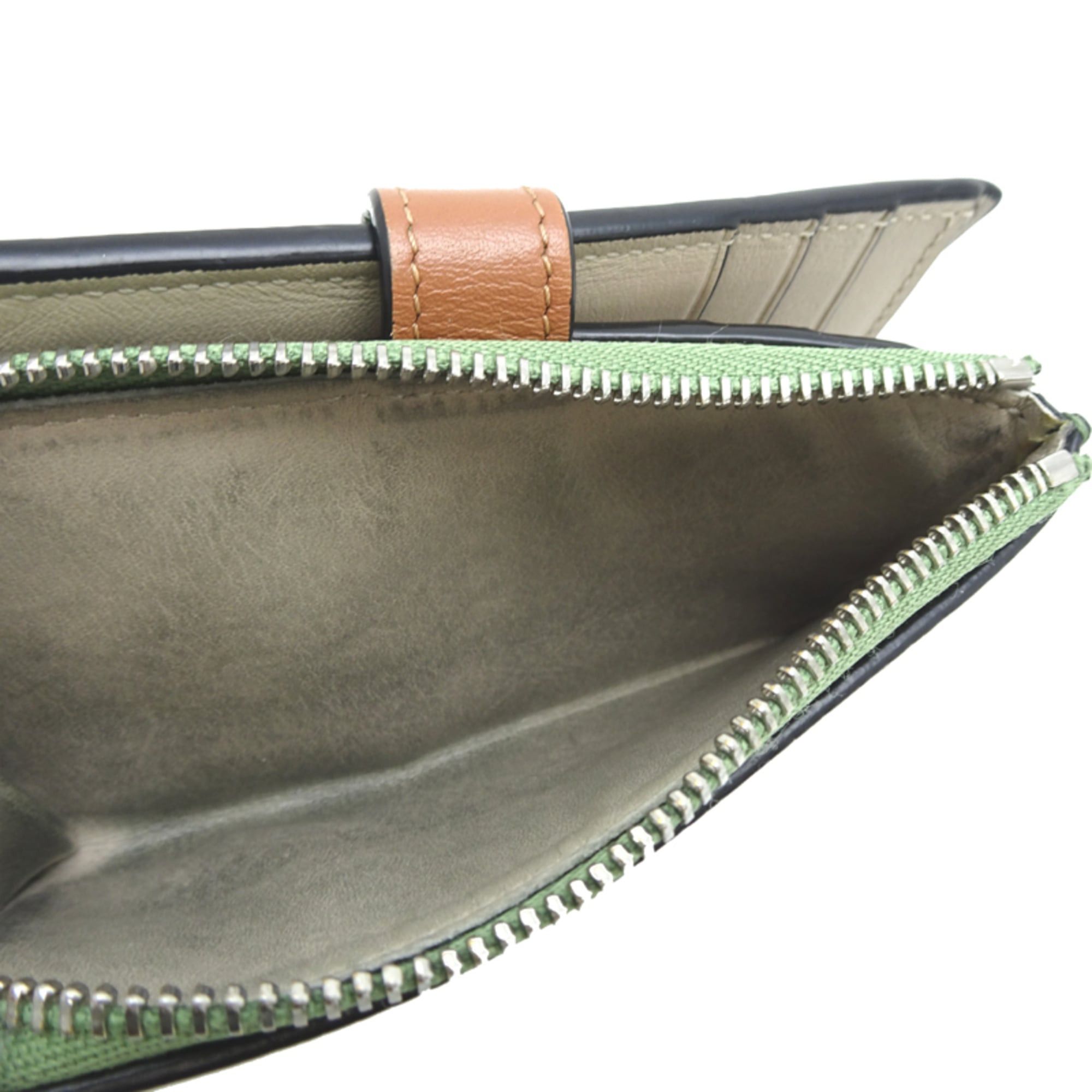 Loewe Loewe Slim Bifold Wallet, Women's, C660830X01, Calfskin, Rosemary (Moss Green) Size ONE SIZE - 9 Thumbnail
