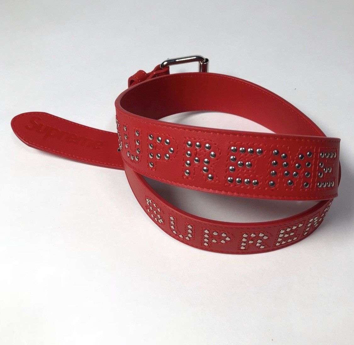 Supreme Supreme Studded Logo Belt in Red (SS18) | Grailed