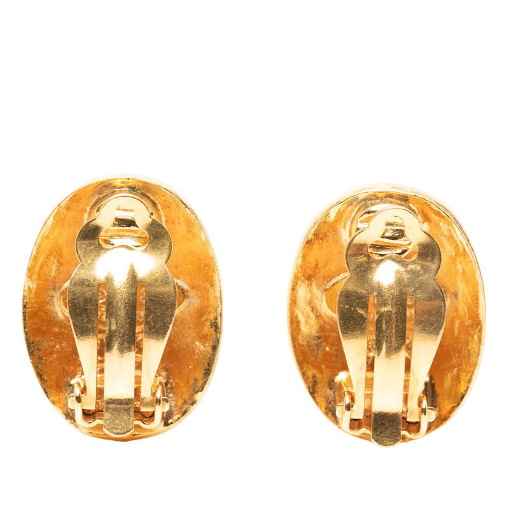 Chanel CHANEL Coco Mark Oval Earrings, Gold Plated, Women's Size ONE SIZE - 2 Thumbnail