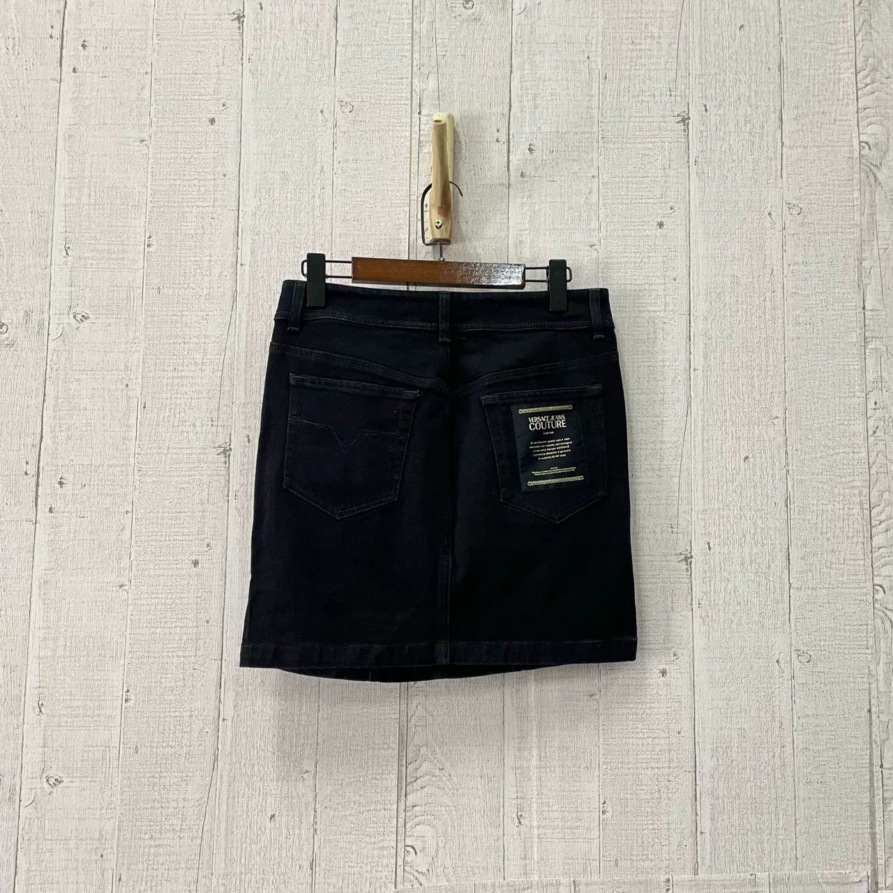 Versace versace black denim mini skirt with ties Size 36" / US 14 / IT 50 - 2 Thumbnail