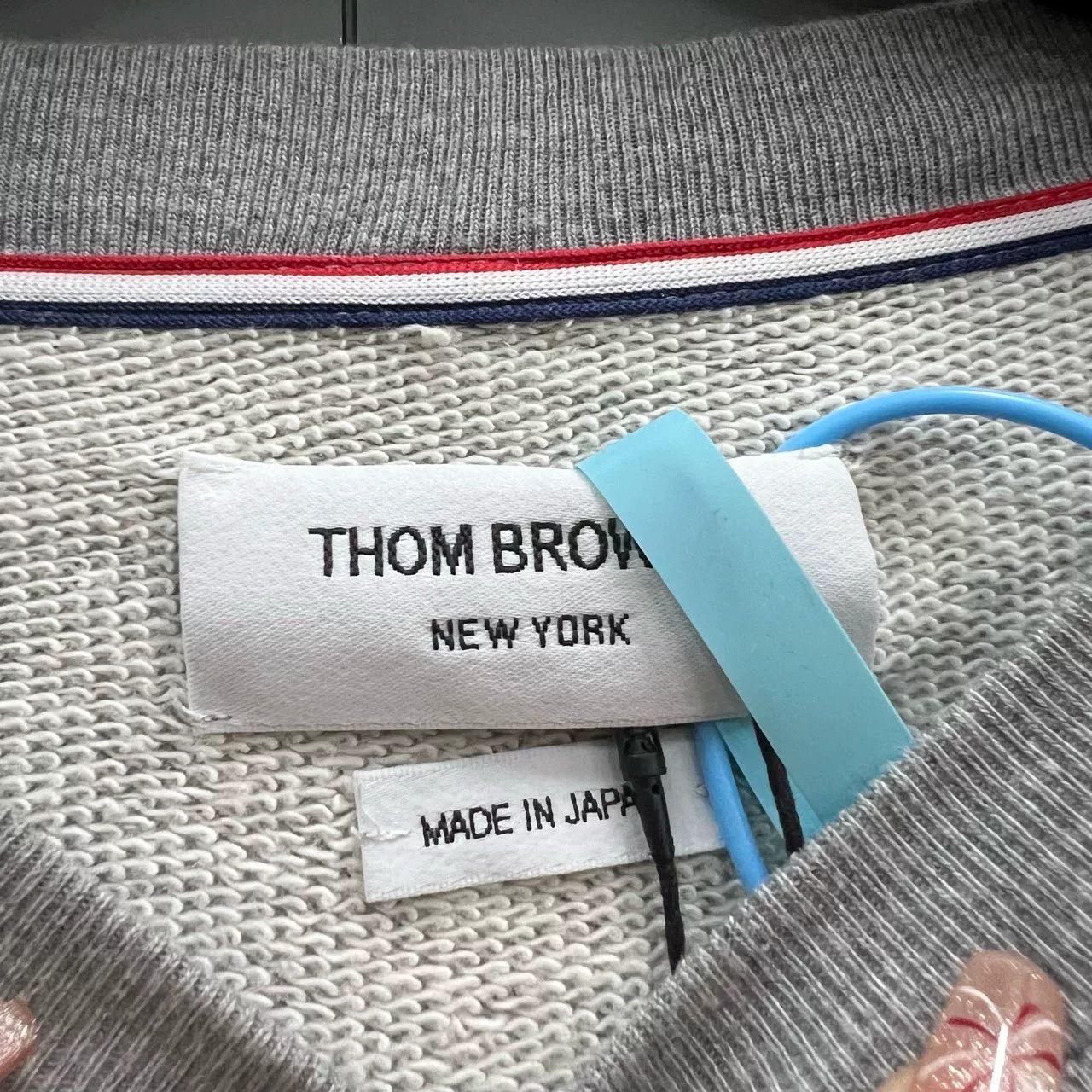 thom browne classic gray striped sweatshirt