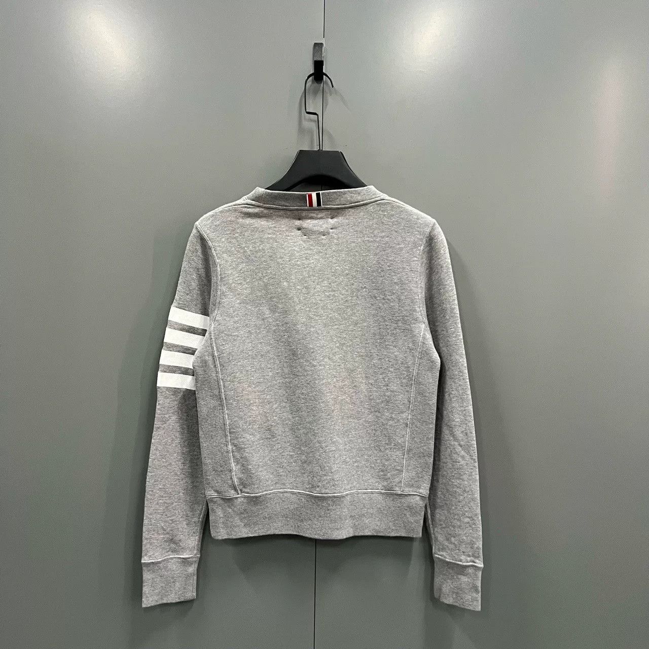 thom browne classic gray striped sweatshirt