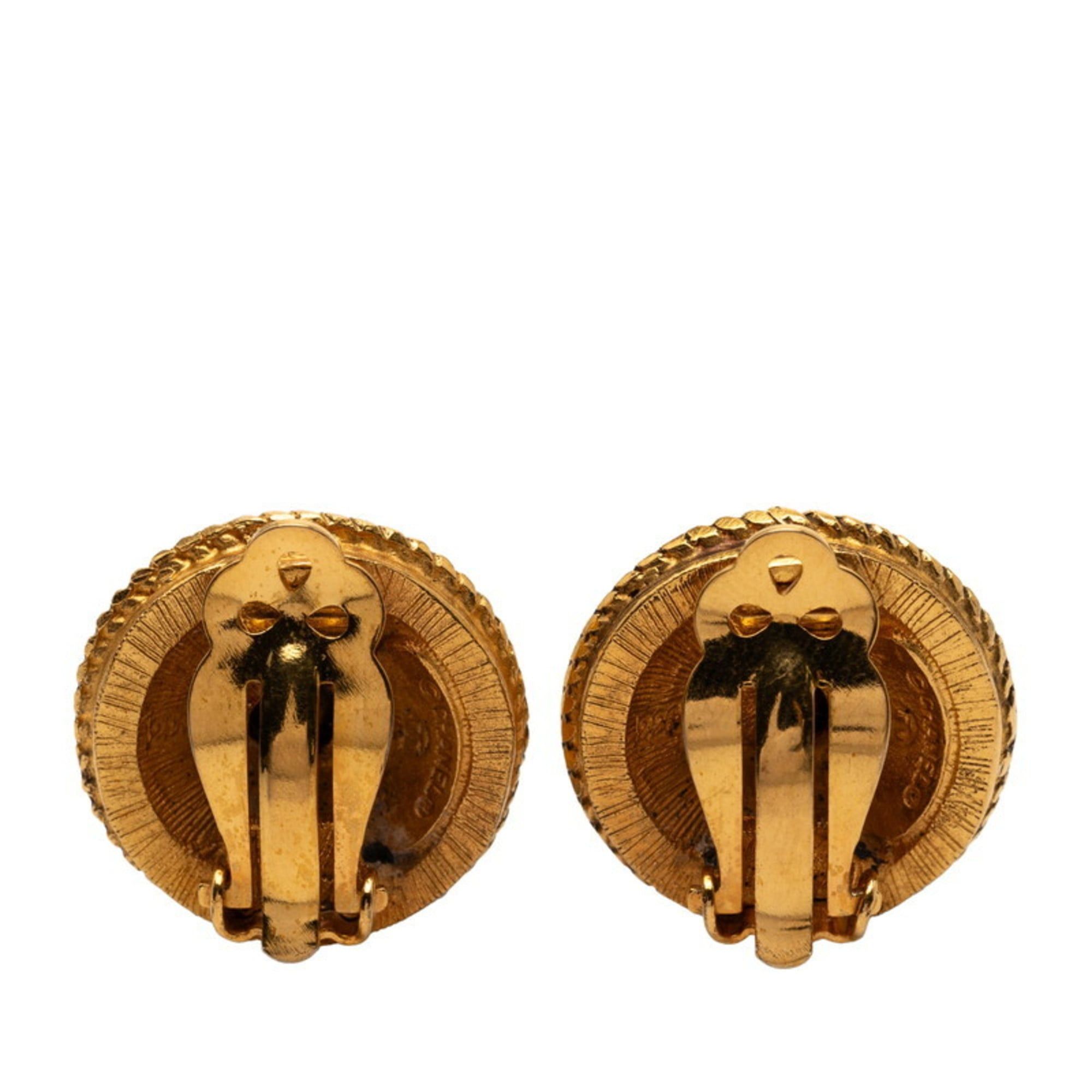 Chanel CHANEL Round Beaded Earrings with Gold Plated Rhinestones for Women Size ONE SIZE - 2 Thumbnail