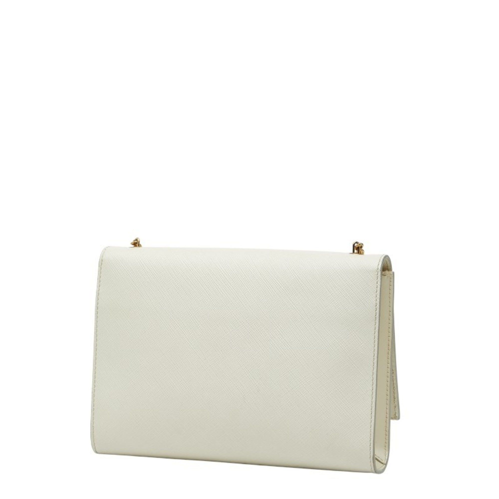 Salvatore Ferragamo Salvatore Ferragamo Vara Ribbon Chain Shoulder Bag AU-22 B558 White/Off-White Leather Women's Size ONE SIZE - 2 Thumbnail