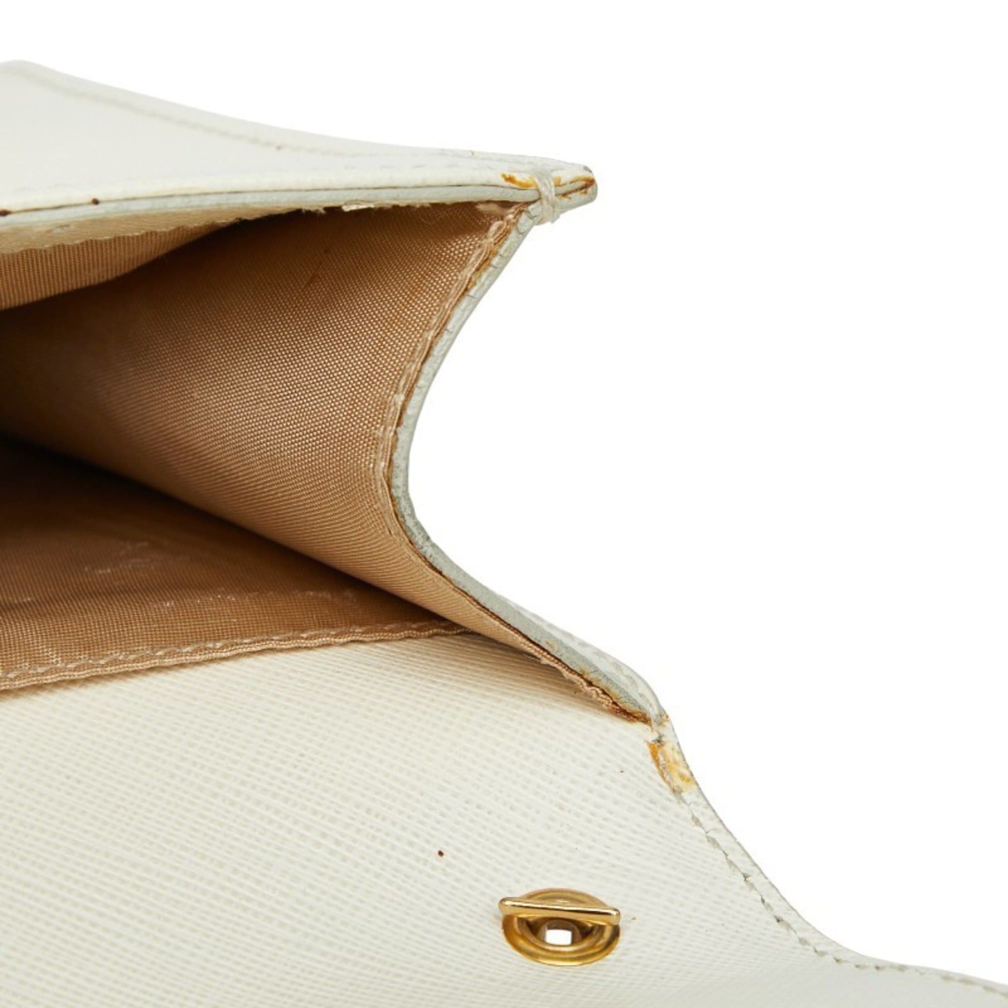 Salvatore Ferragamo Salvatore Ferragamo Vara Ribbon Chain Shoulder Bag AU-22 B558 White/Off-White Leather Women's Size ONE SIZE - 11 Thumbnail