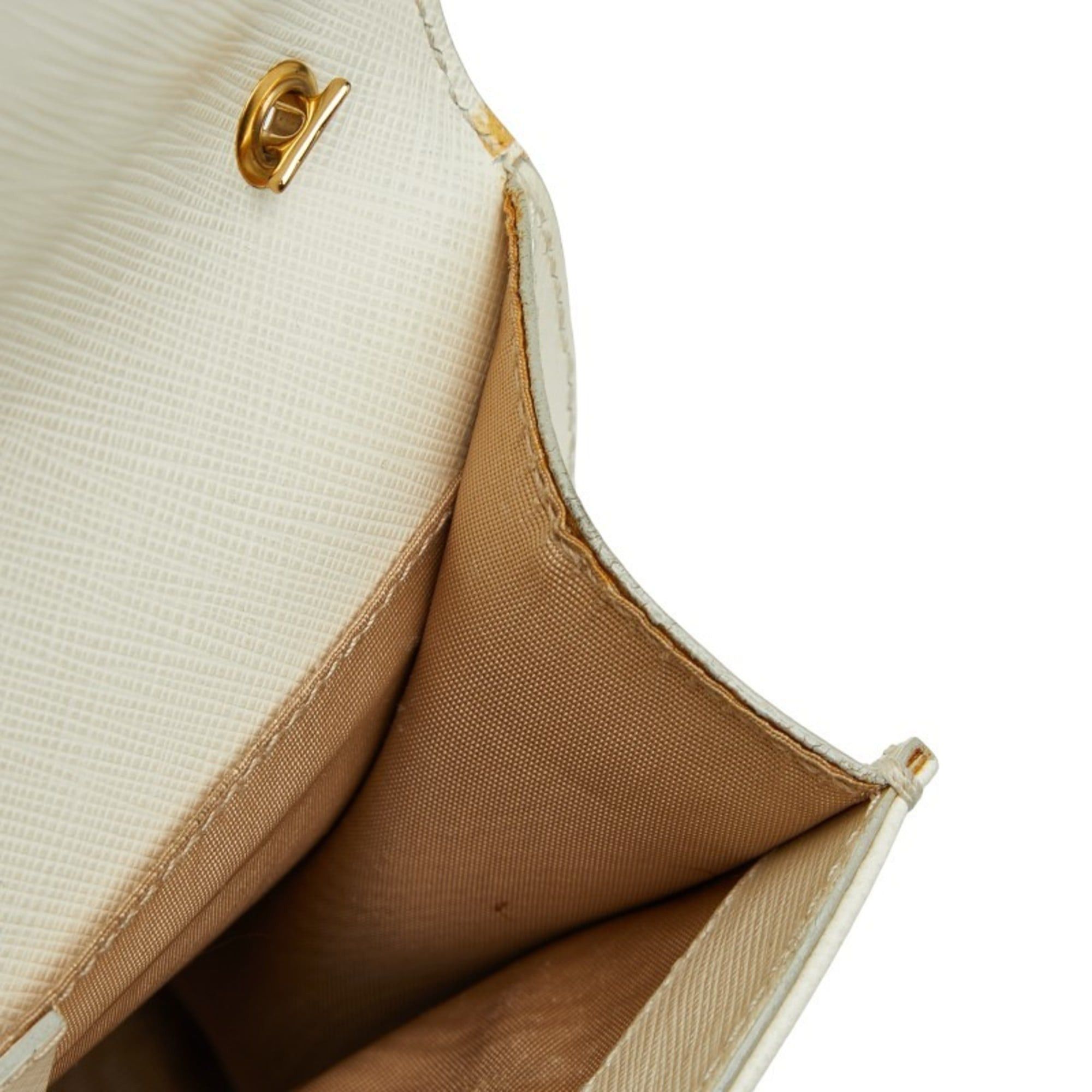Salvatore Ferragamo Salvatore Ferragamo Vara Ribbon Chain Shoulder Bag AU-22 B558 White/Off-White Leather Women's Size ONE SIZE - 10 Thumbnail
