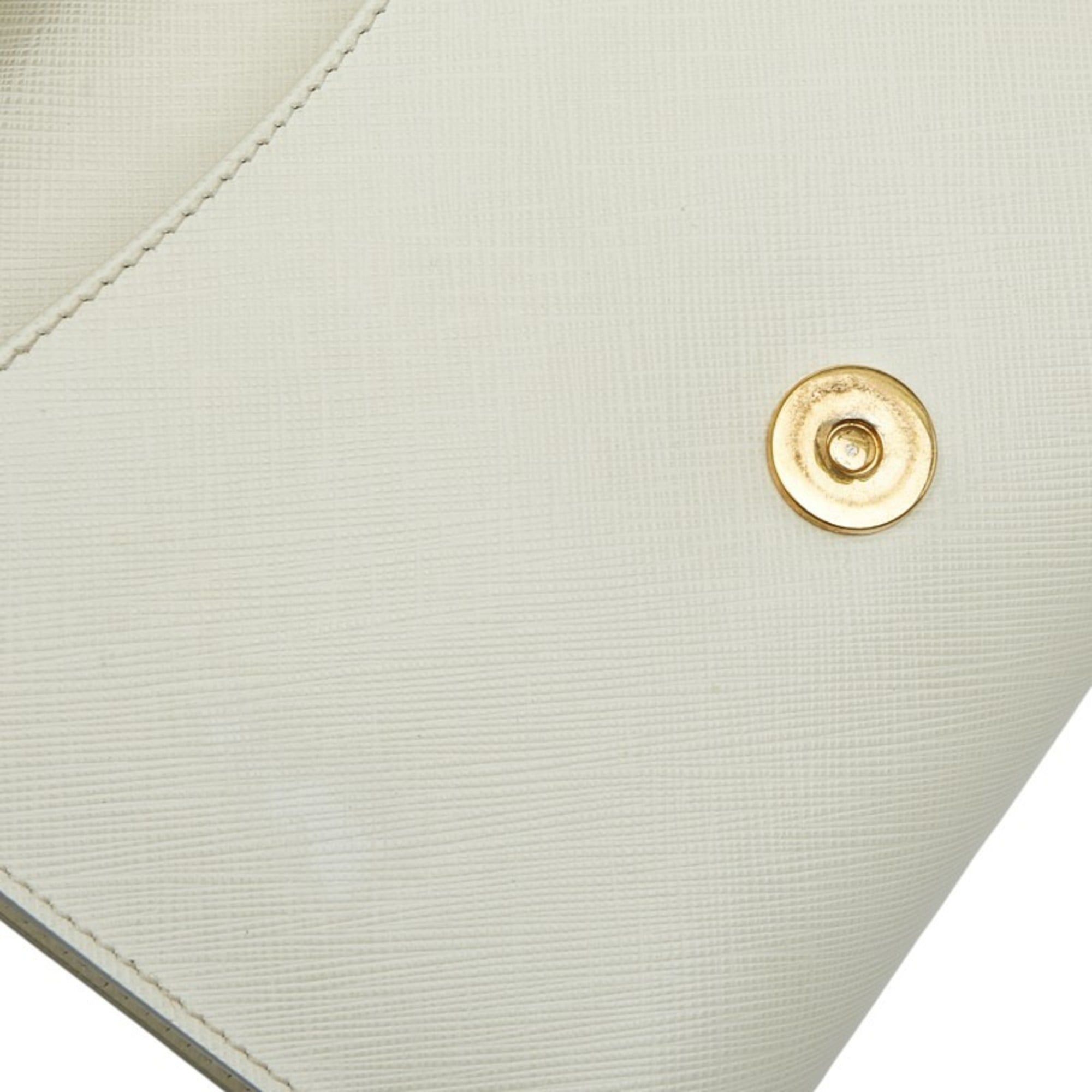 Salvatore Ferragamo Salvatore Ferragamo Vara Ribbon Chain Shoulder Bag AU-22 B558 White/Off-White Leather Women's Size ONE SIZE - 9 Thumbnail