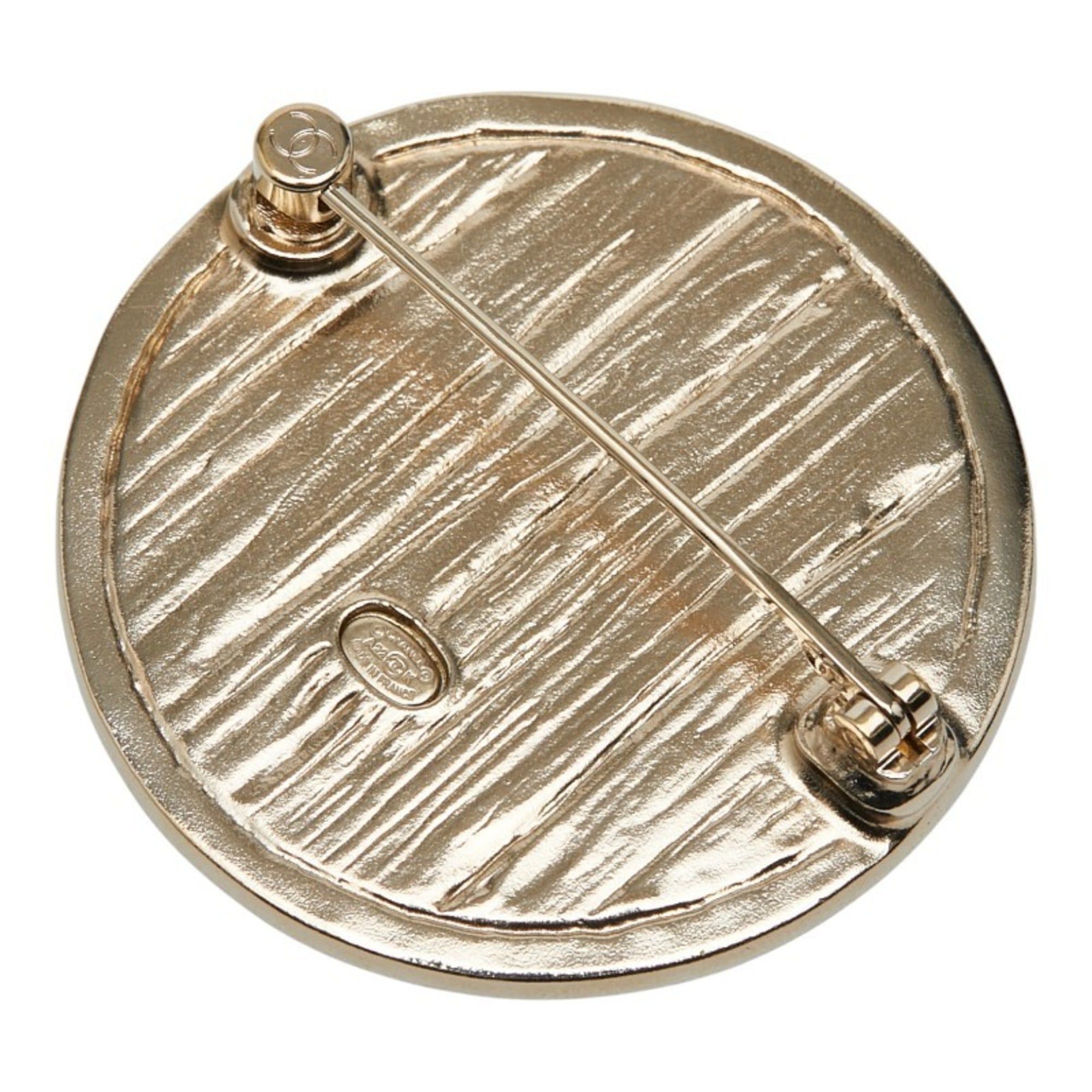 Chanel Chanel Coco Mark Brooch, Gold Rhinestone Plated, Women's, CHANEL Size ONE SIZE - 2 Thumbnail