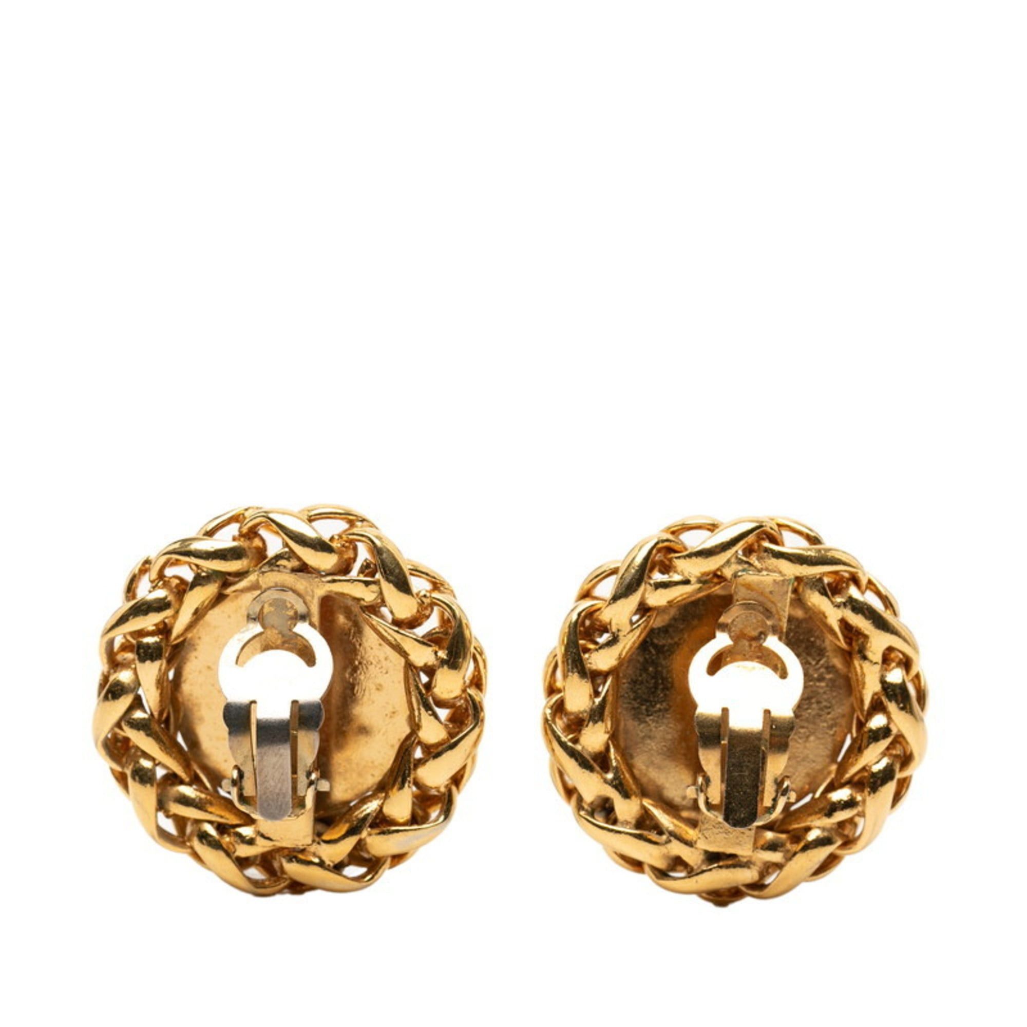 Chanel CHANEL Coco Mark Wheat Motif Earrings, Gold Plated, Women's Size ONE SIZE - 2 Thumbnail