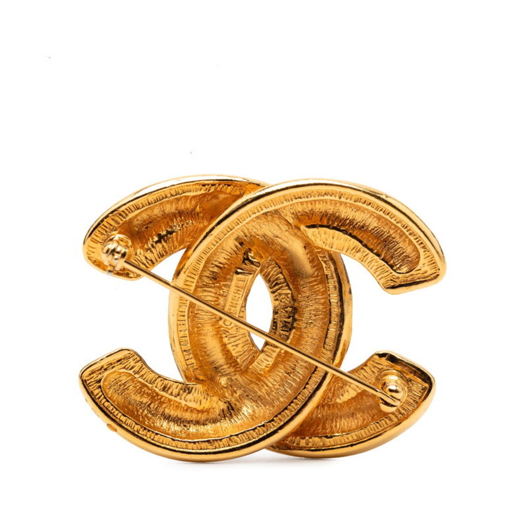 Chanel CHANEL Coco Mark Matelasse Brooch, Gold Plated, Women's Size ONE SIZE - 2 Thumbnail