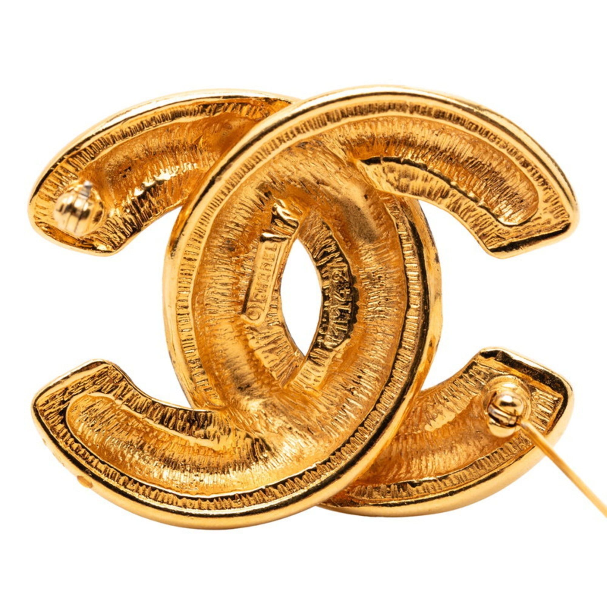 Chanel CHANEL Coco Mark Matelasse Brooch, Gold Plated, Women's Size ONE SIZE - 3 Thumbnail