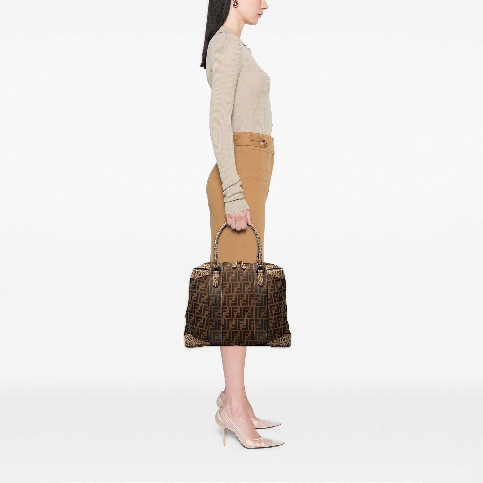 Fendi Fendi Large Zucca Canvas Mixed Media Tote Size ONE SIZE - 7 Thumbnail