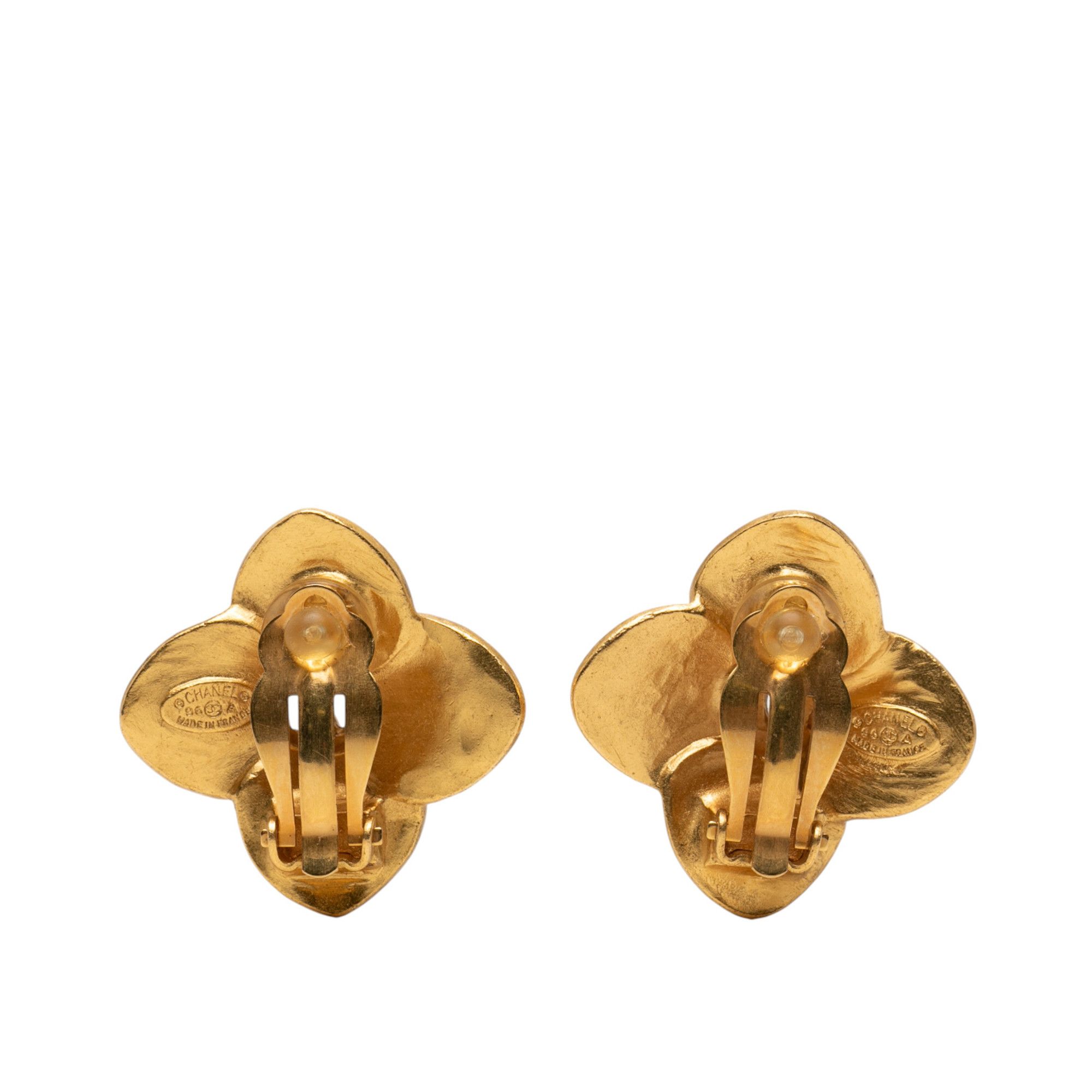 Chanel Chanel CC Gold Plated Clover Clip On Earrings Size ONE SIZE - 2 Thumbnail