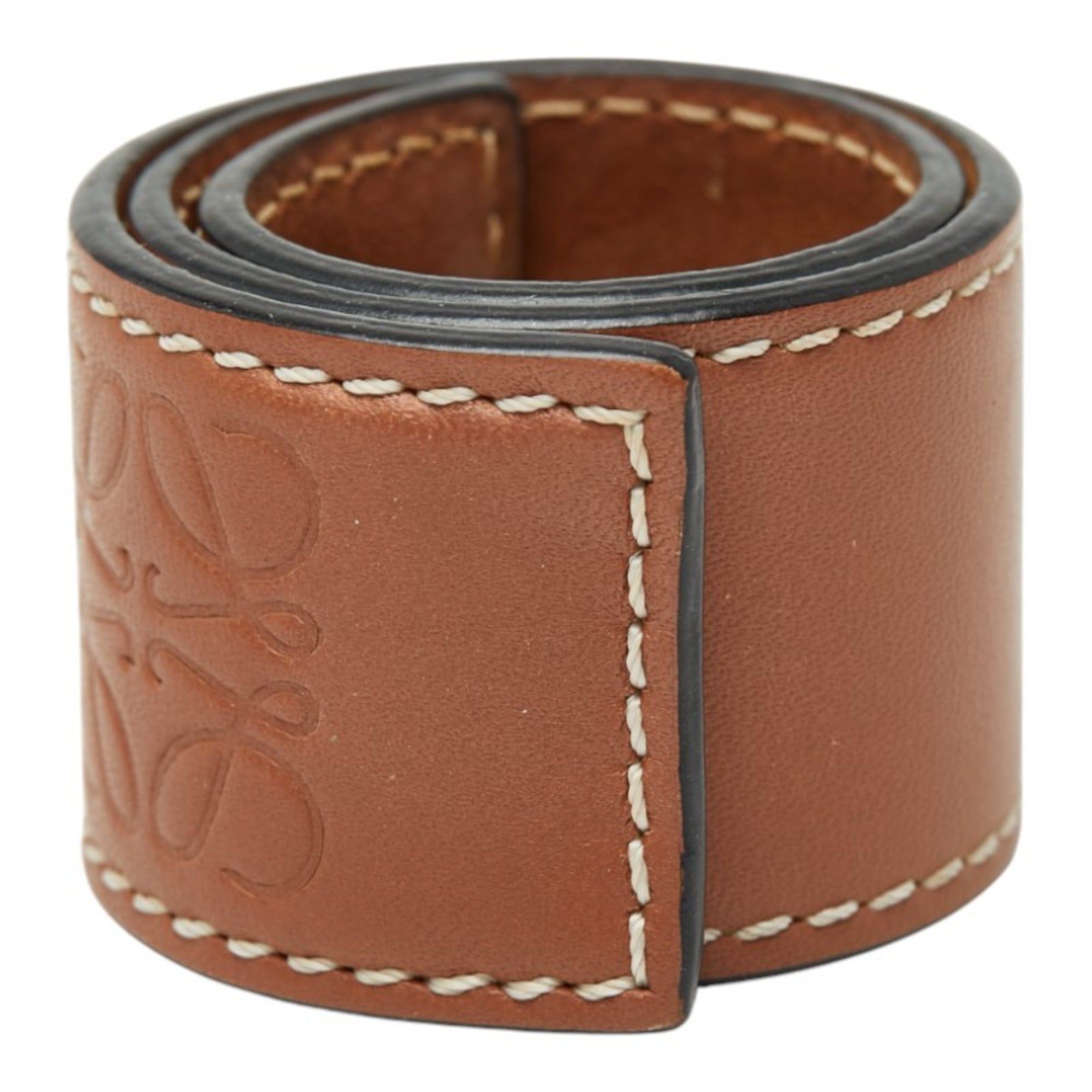 Loewe LOEWE Anagram Slap Bracelet, Small, Brown Leather, Women's Size ONE SIZE - 2 Thumbnail