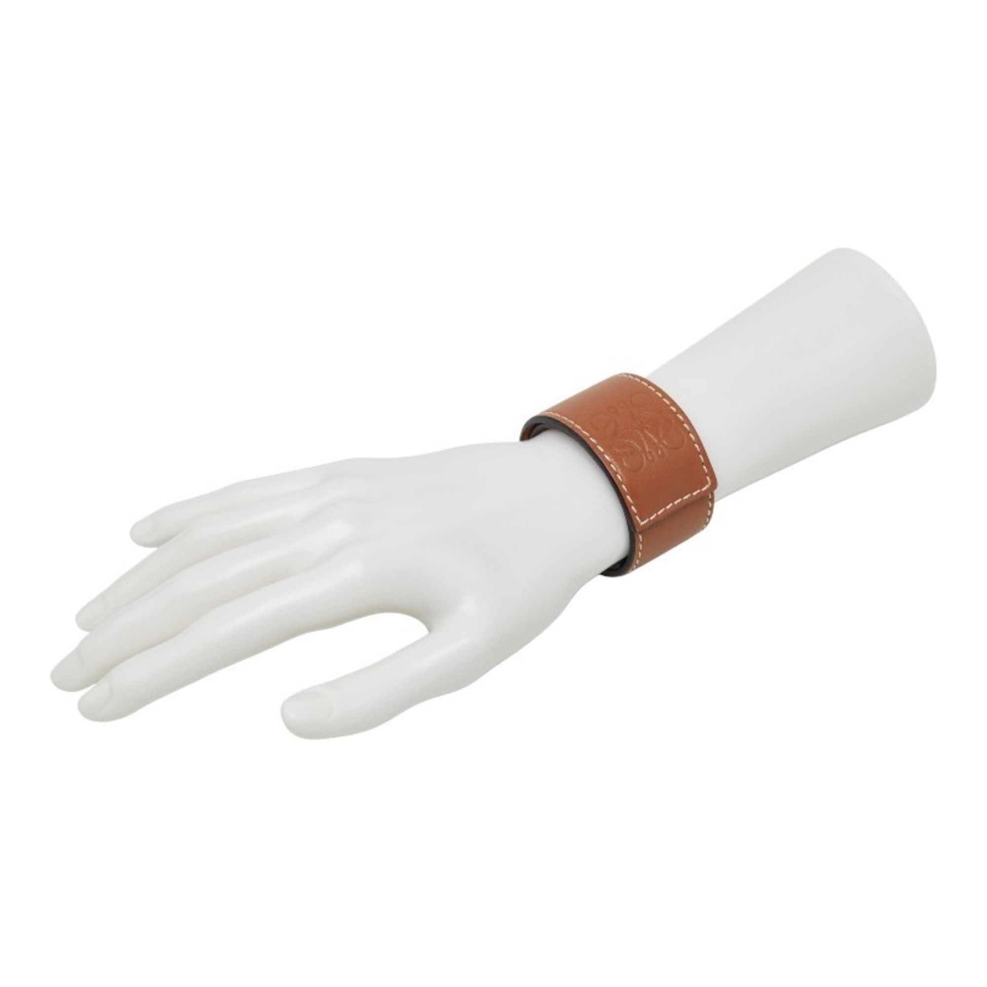 Loewe LOEWE Anagram Slap Bracelet, Small, Brown Leather, Women's Size ONE SIZE - 7 Thumbnail