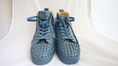 Christian Louboutin Black Leather Multicolor Spikes High-Top Sneakers Size  12/42.5 - Yoogi's Closet