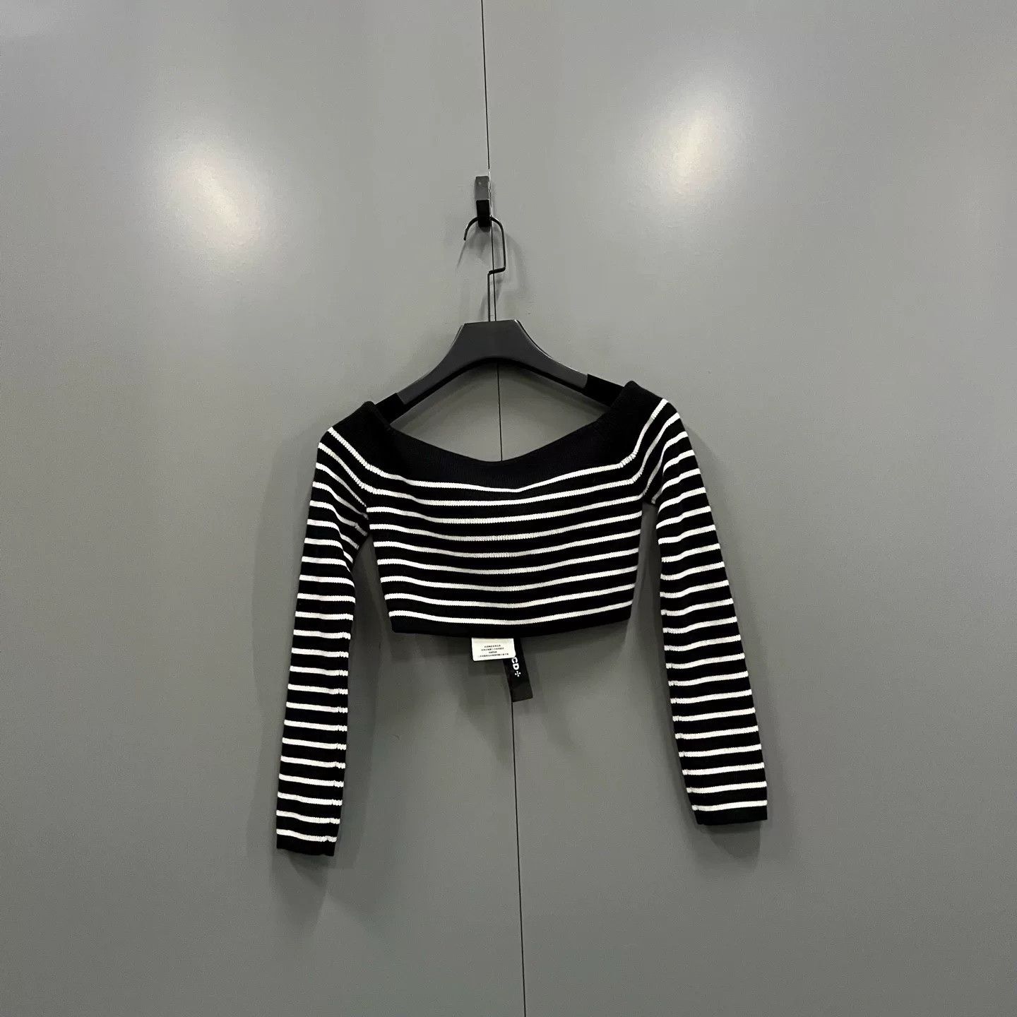 Saint Laurent Paris striped off-shoulder long sleeve top Size M / US 6-8 / IT 42-44 - 2 Thumbnail