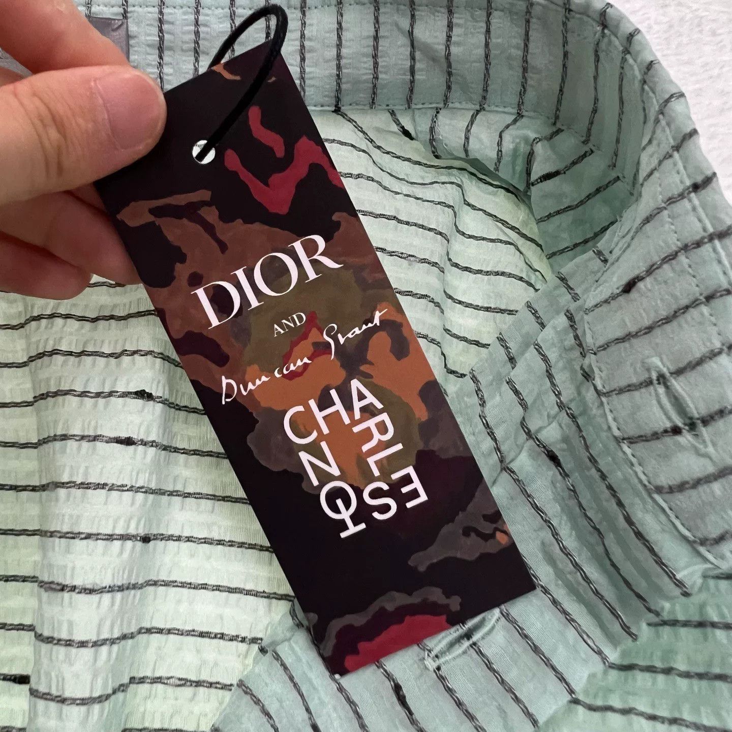Dior mint green striped silk shirt by Dior Size US M / EU 48-50 / 2 - 6 Thumbnail