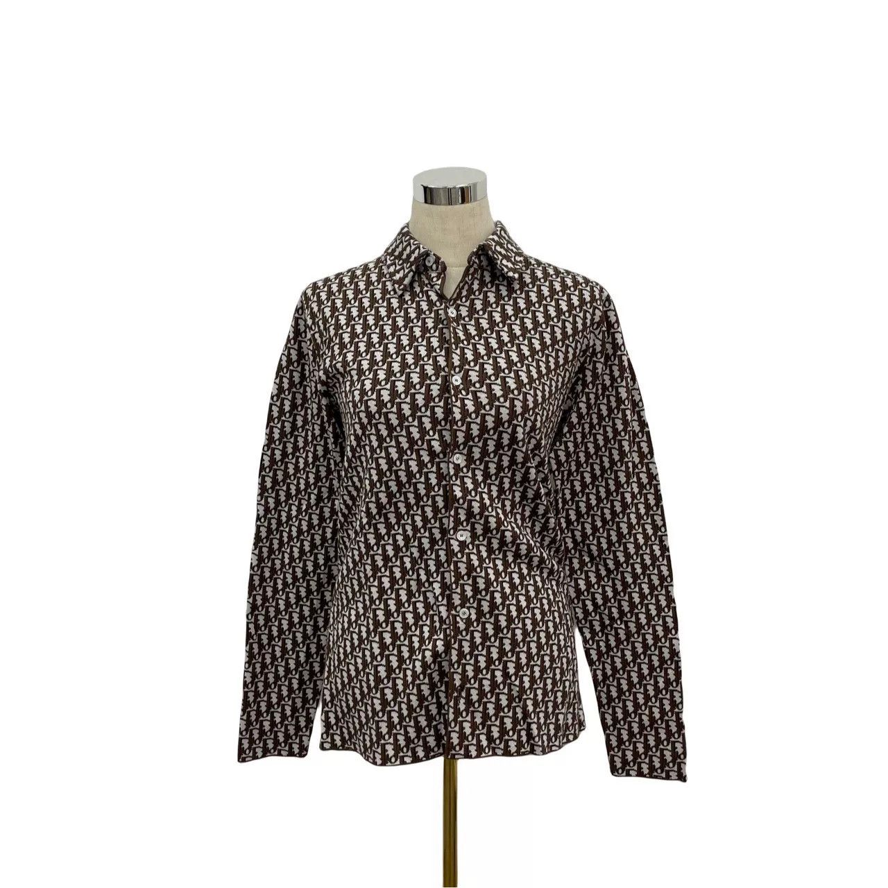 Dior brown printed Dior long sleeve shirt Size XS / US 0-2 / IT 36-38 - 7 Thumbnail