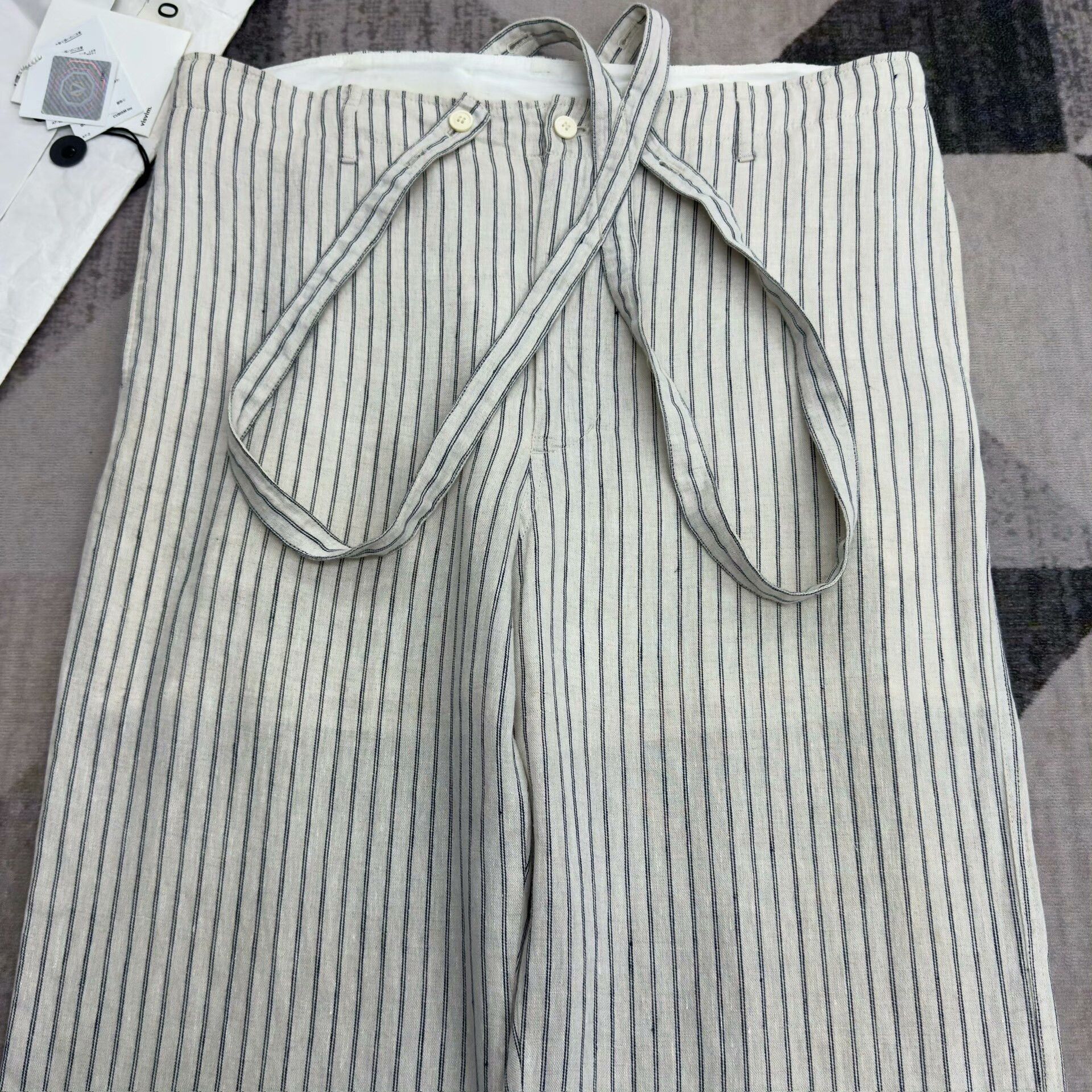 Visvim visvim ivory striped suspenders pants Size 22" - 2 Thumbnail