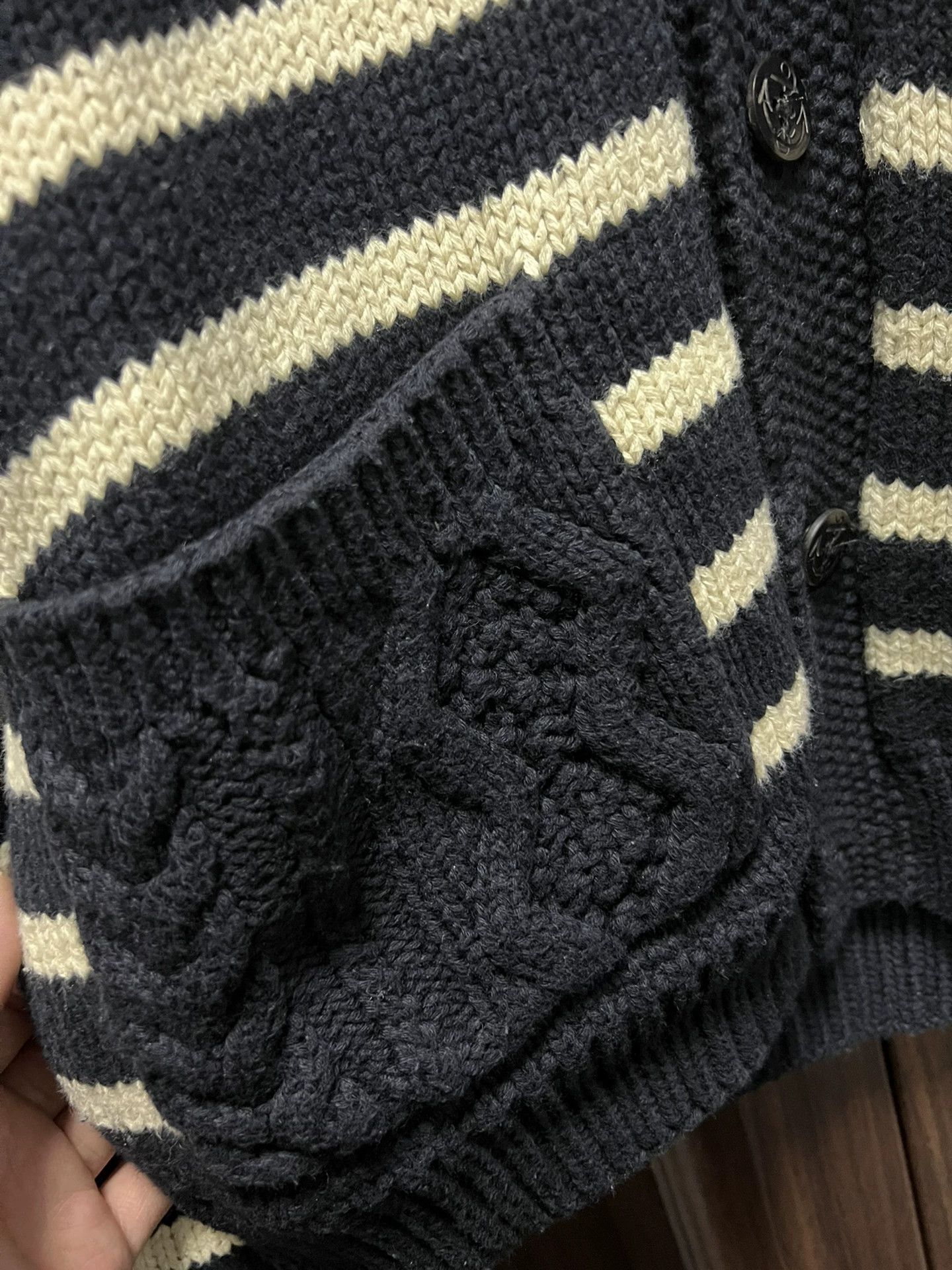 RRL Ralph Lauren striped rrl cardigan in navy and cream Size US M / EU 48-50 / 2 - 4 Thumbnail