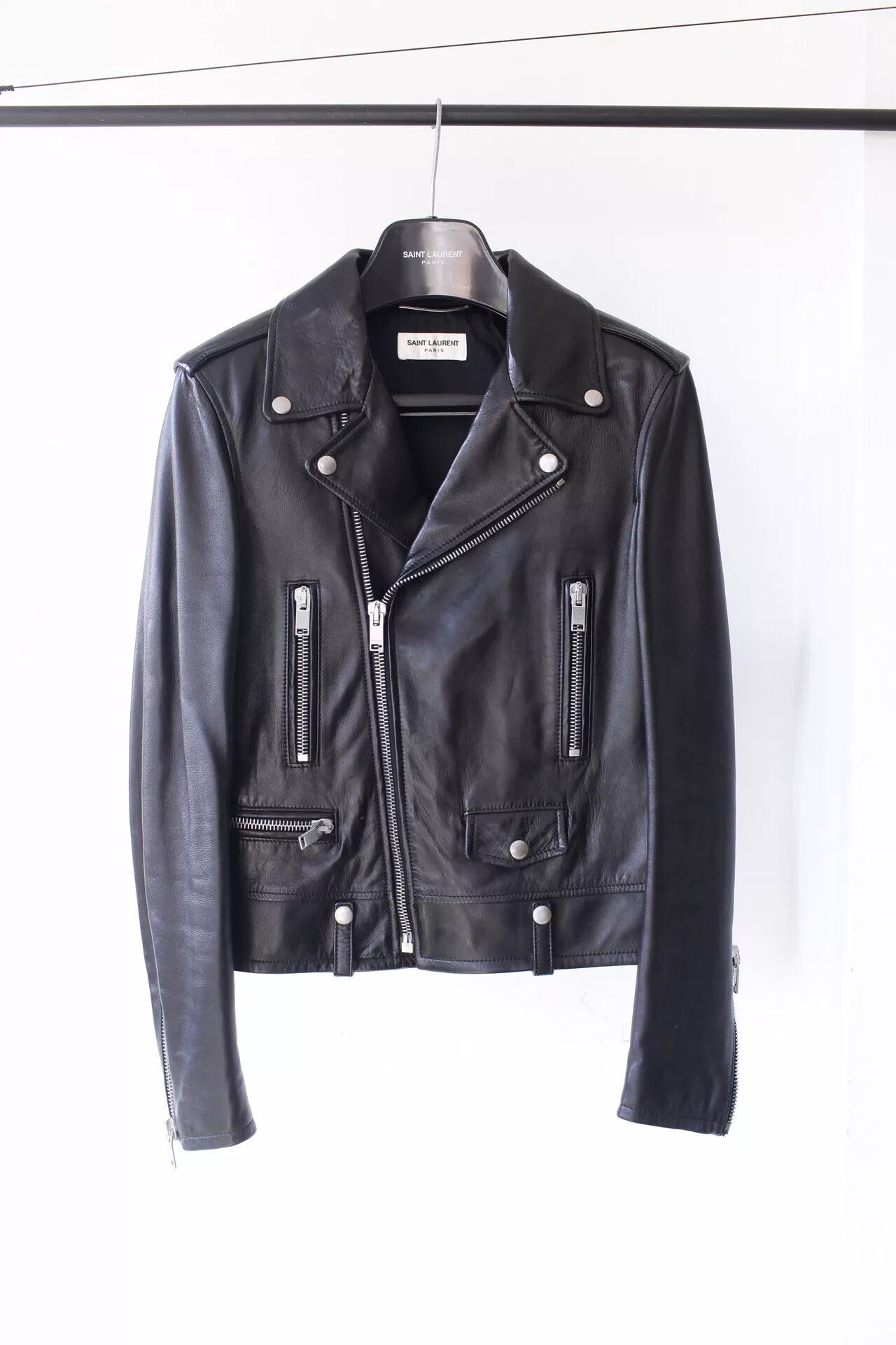Saint Laurent Paris saint laurent paris black leather jacket Size M / US 6-8 / IT 42-44 - 2 Thumbnail