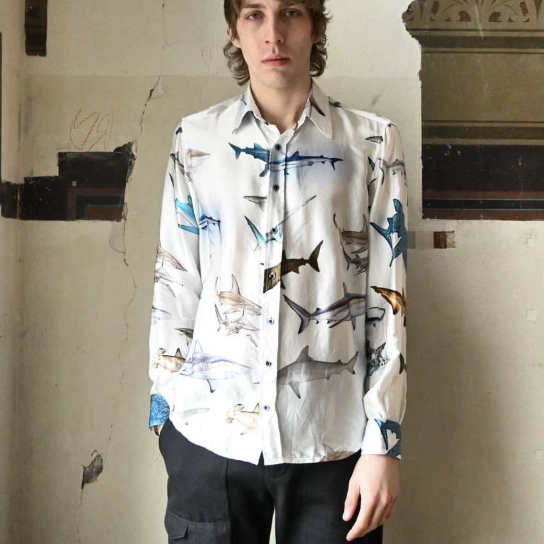 Geoffrey B. Small silk shirt with mask by geoffrey b. small Size US M / EU 48-50 / 2 - 2 Thumbnail