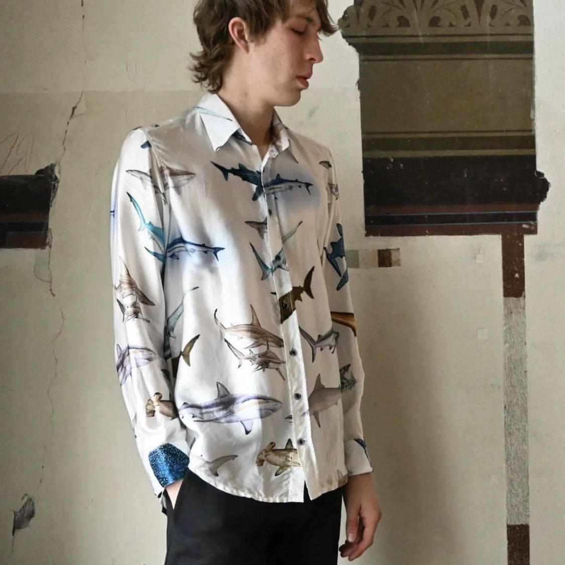 Geoffrey B. Small silk shirt with mask by geoffrey b. small Size US M / EU 48-50 / 2 - 3 Thumbnail