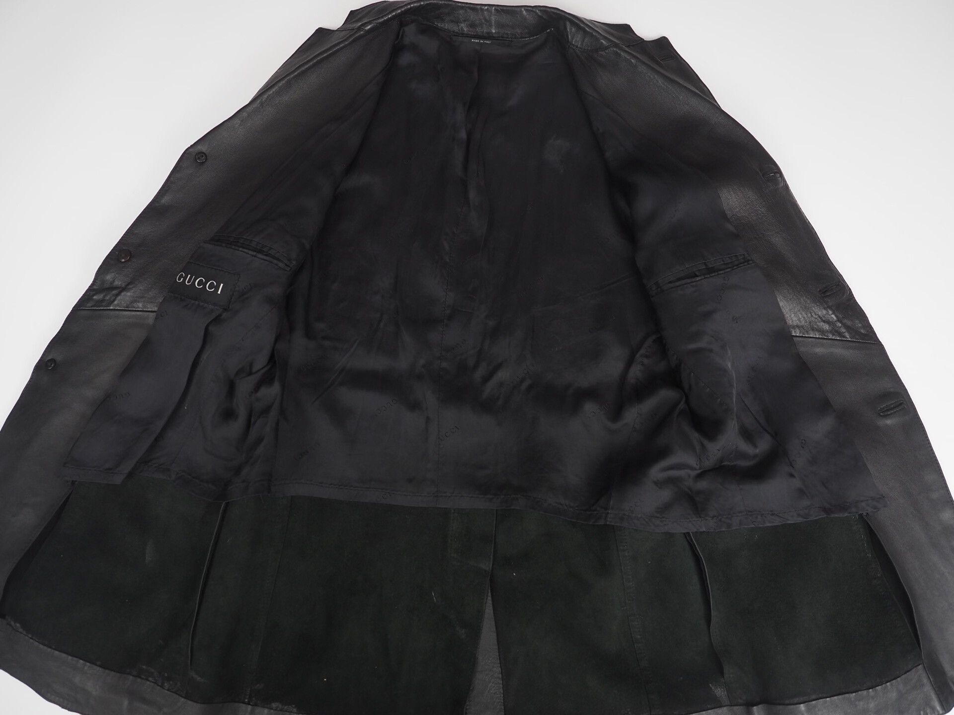 Gucci 90s Gucci Black Leather Suit Jacket Size US L / EU 52-54 / 3 - 5 Thumbnail