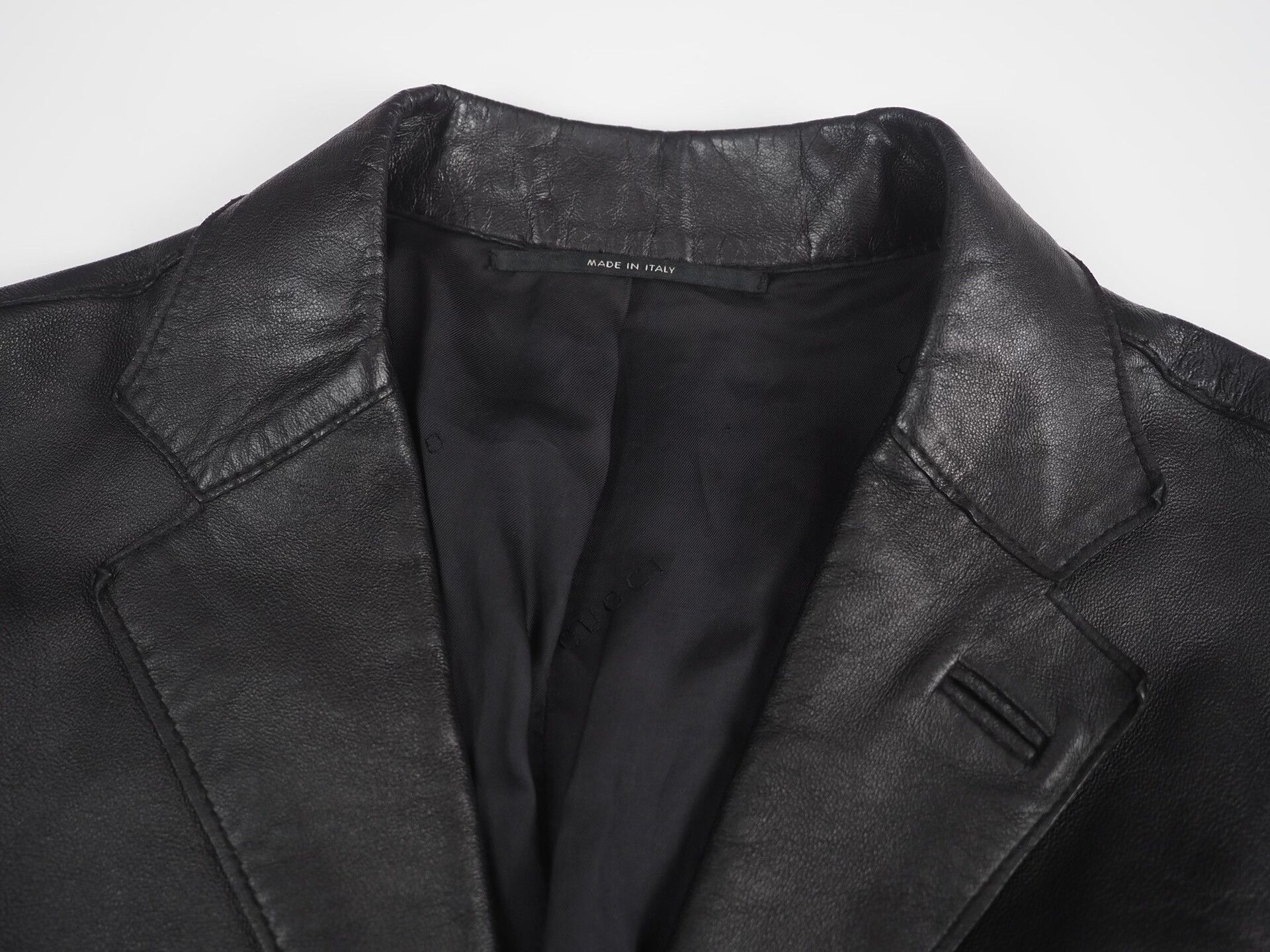 Gucci 90s Gucci Black Leather Suit Jacket Size US L / EU 52-54 / 3 - 4 Thumbnail