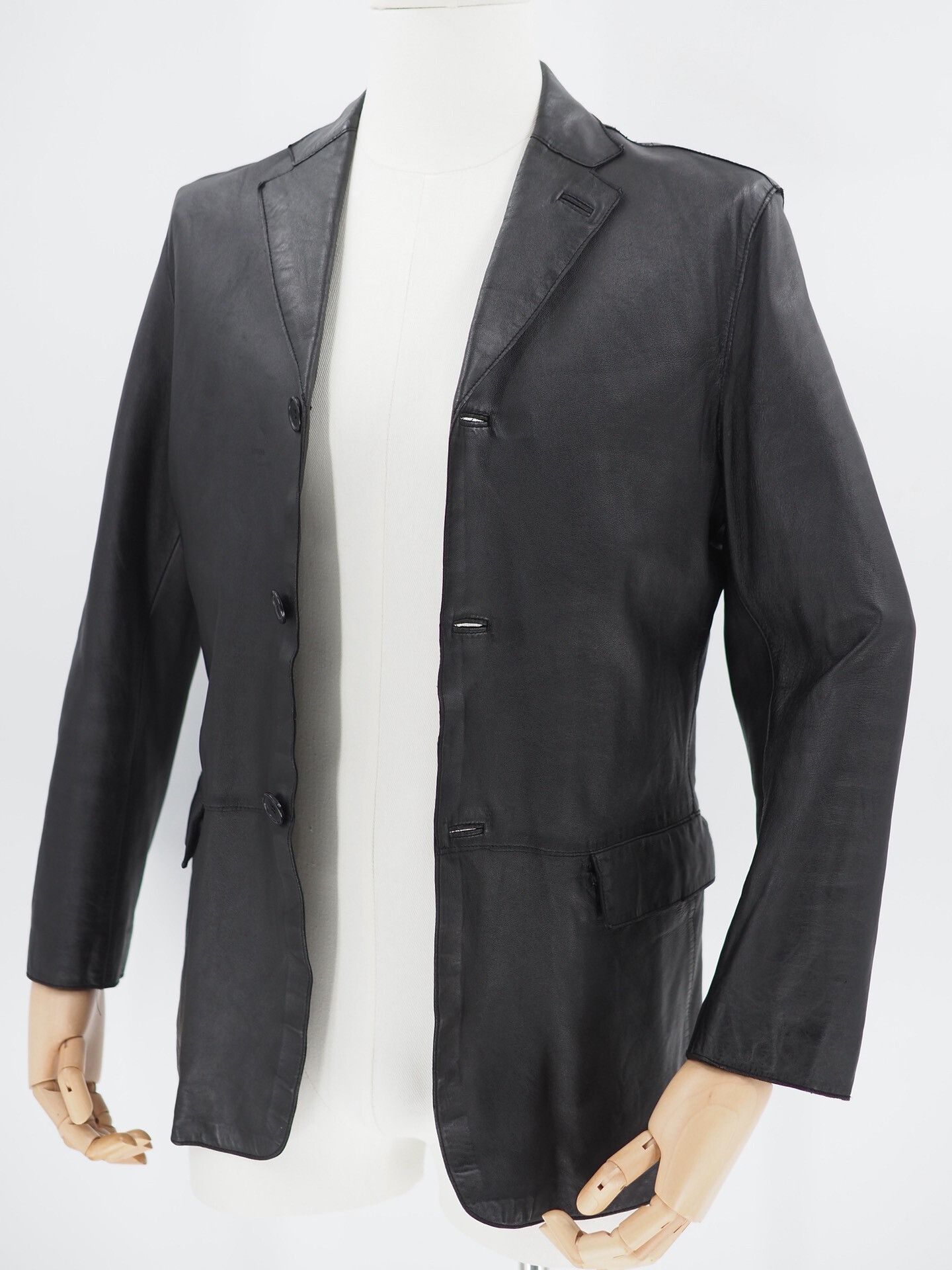 Gucci 90s Gucci Black Leather Suit Jacket Size US L / EU 52-54 / 3 - 2 Thumbnail
