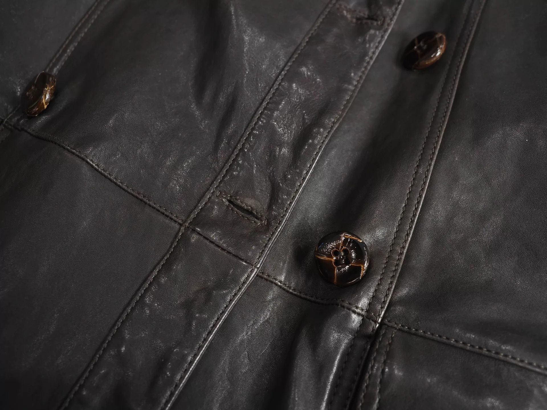 Giorgio Armani Giorgio Armani Brown Lambskin Double-Breasted Coat Size US M / EU 48-50 / 2 - 4 Thumbnail